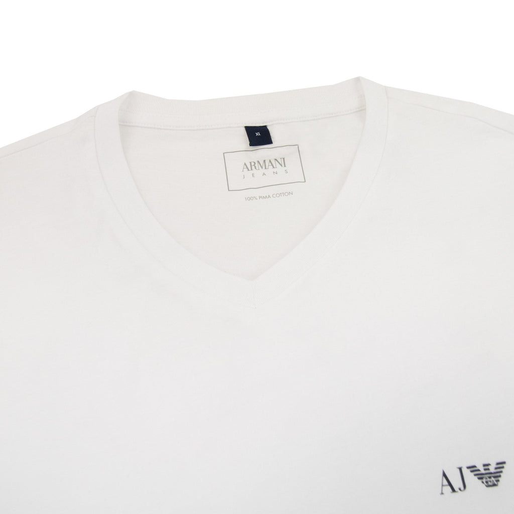 Armani Jeans Aj Chest Logo V-neck Tee White