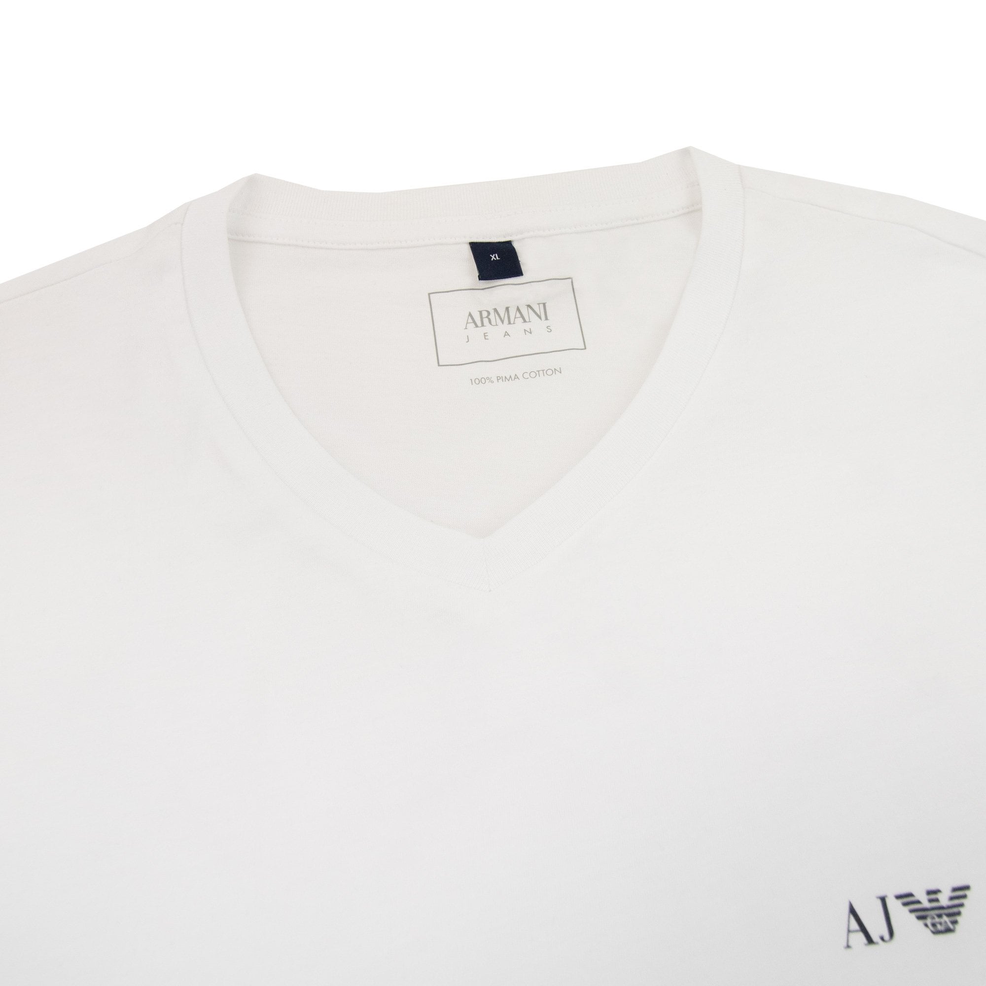 Armani Jeans Aj Chest Logo V-neck Tee White
