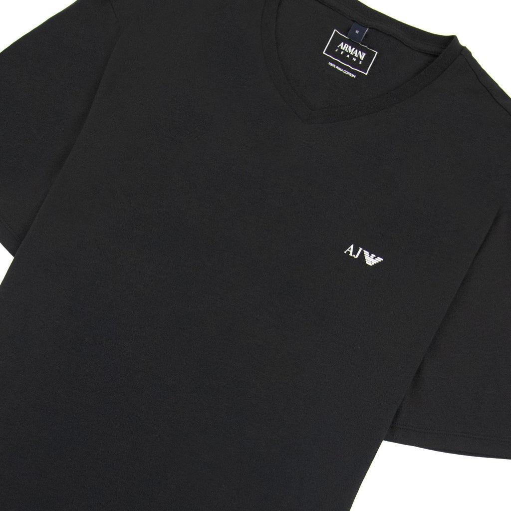 Armani Jeans Aj Chest Logo V-neck Tee Black