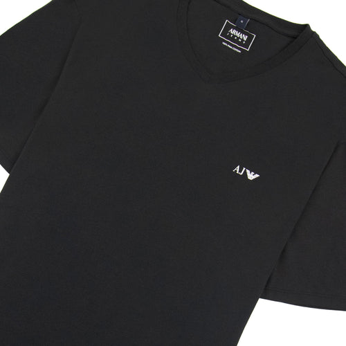 Armani Jeans Aj Chest Logo V-neck Tee Black