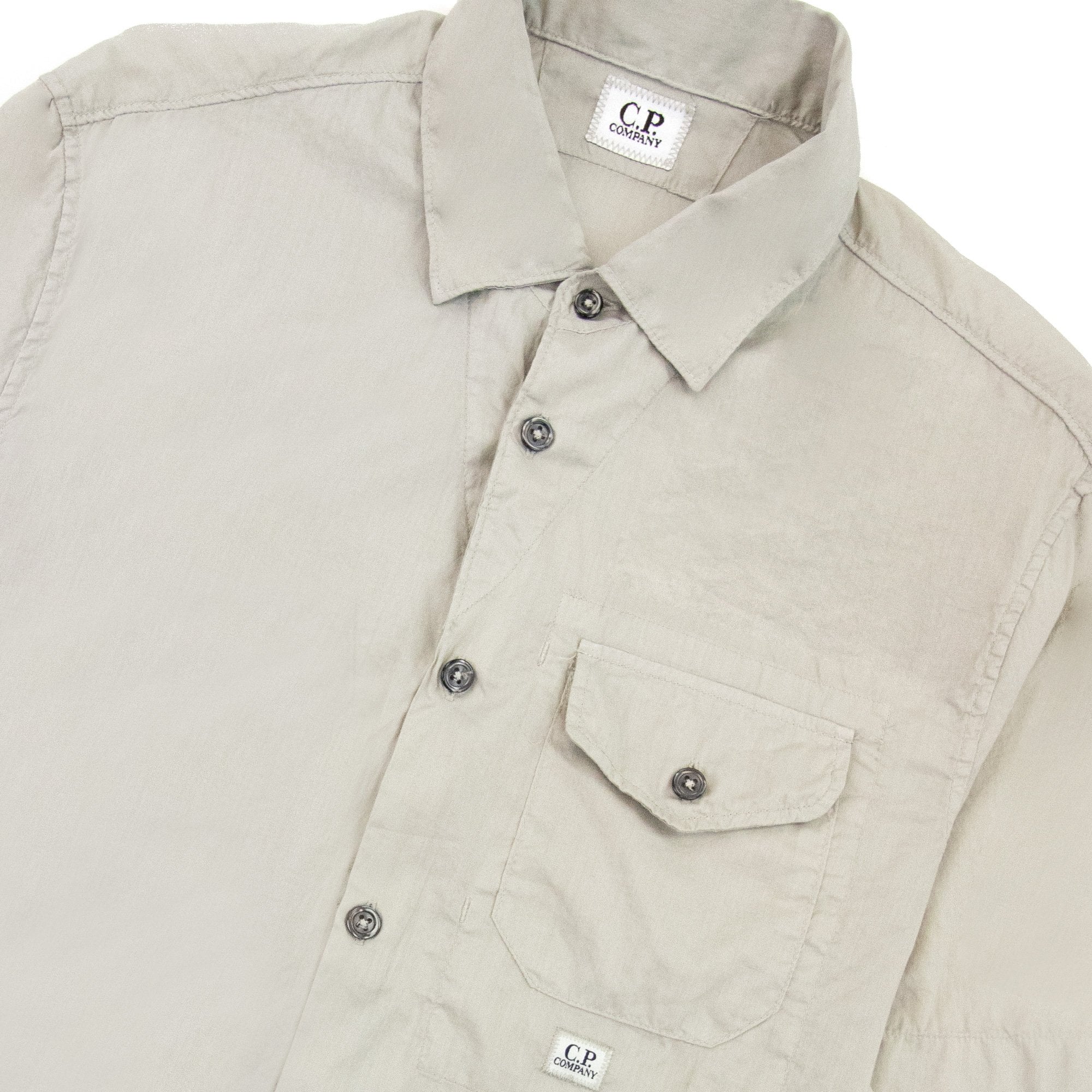Cp Company Popeline Short Sleeve Shirt Grey