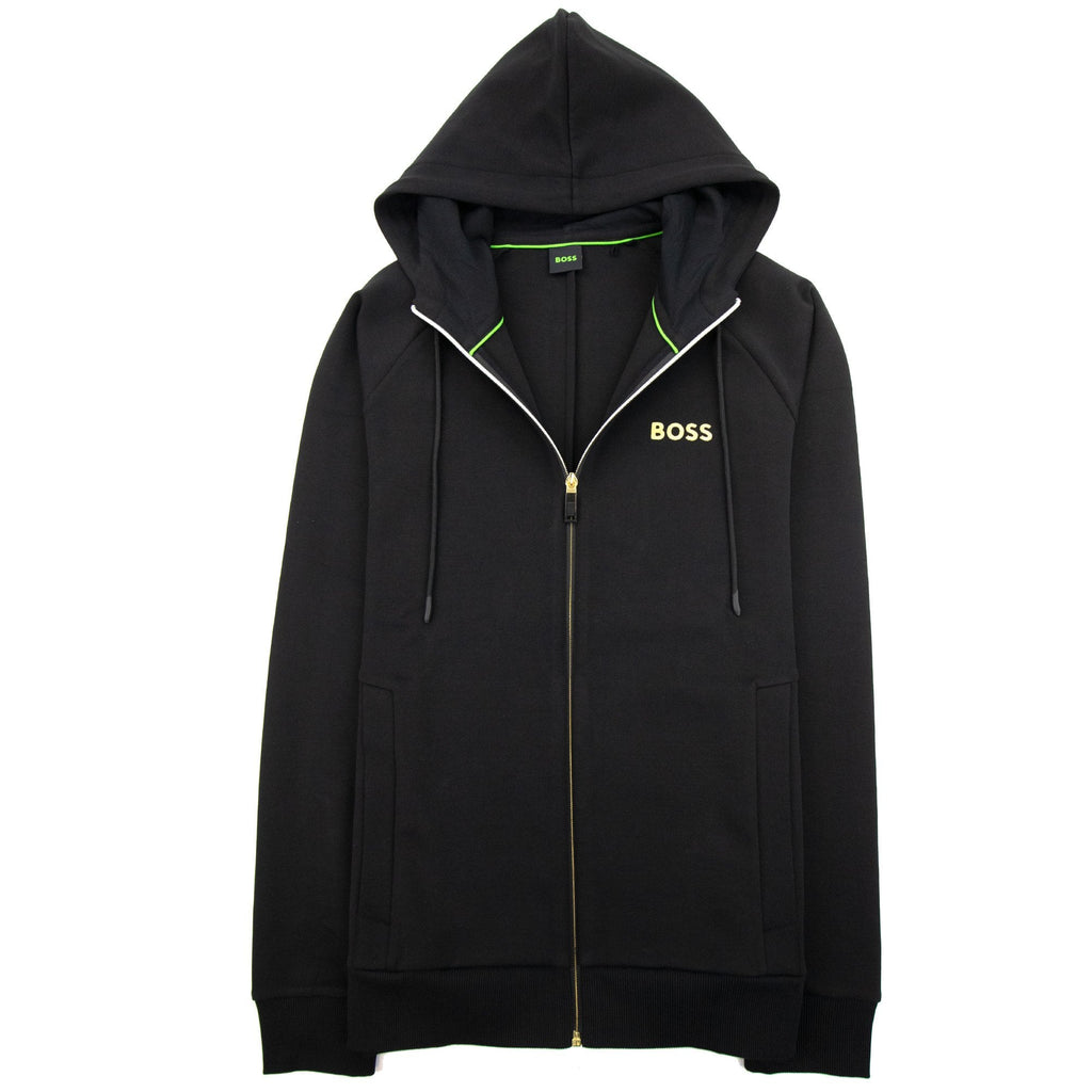Hugo Boss Saggy 1 Embroidered Logo Zip Up Hoodie Black 001