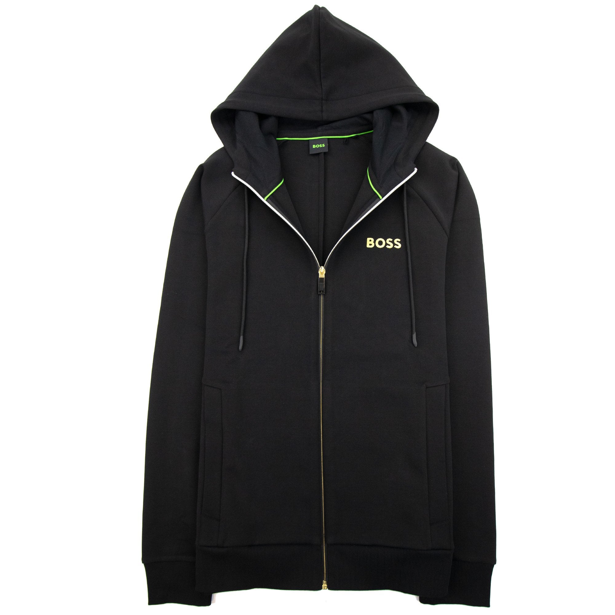 Hugo Boss Saggy 1 Embroidered Logo Zip Up Hoodie Black 001