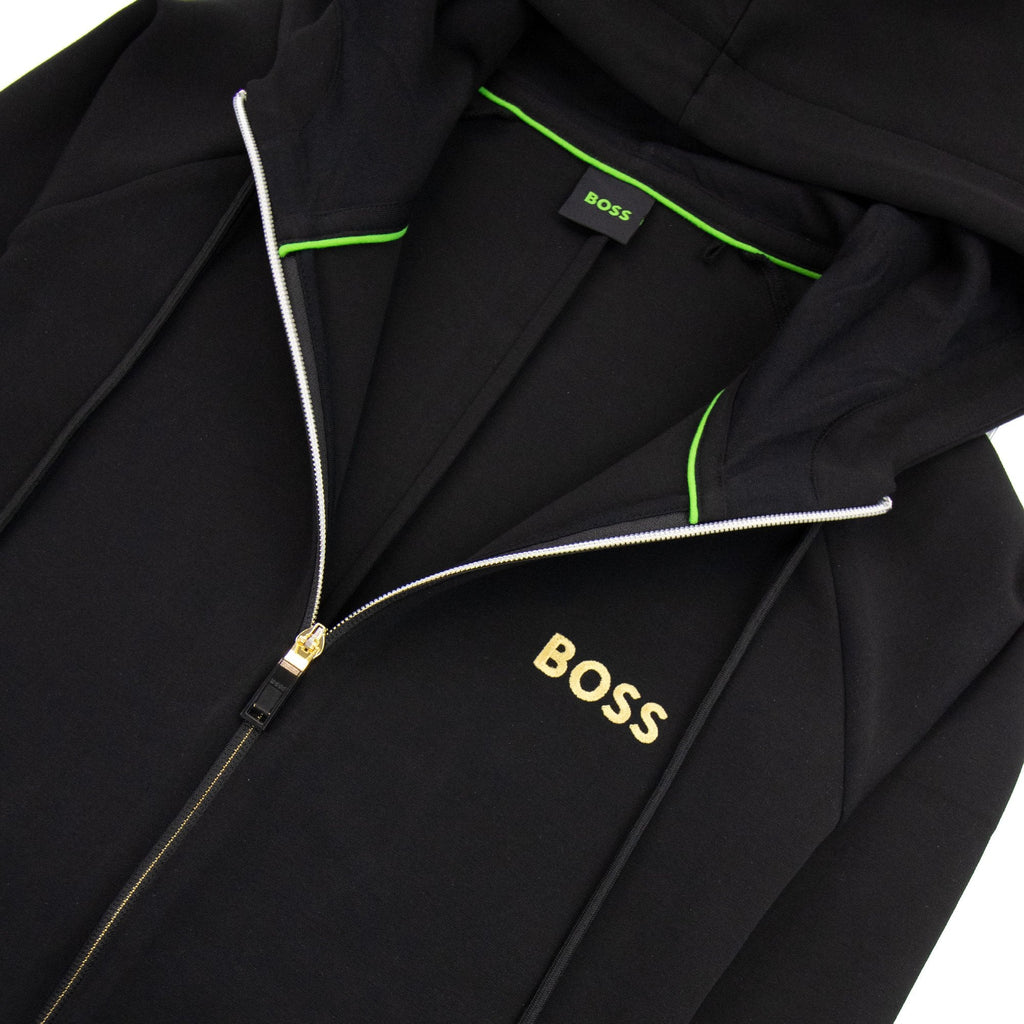 Hugo Boss Saggy 1 Embroidered Logo Zip Up Hoodie Black 001
