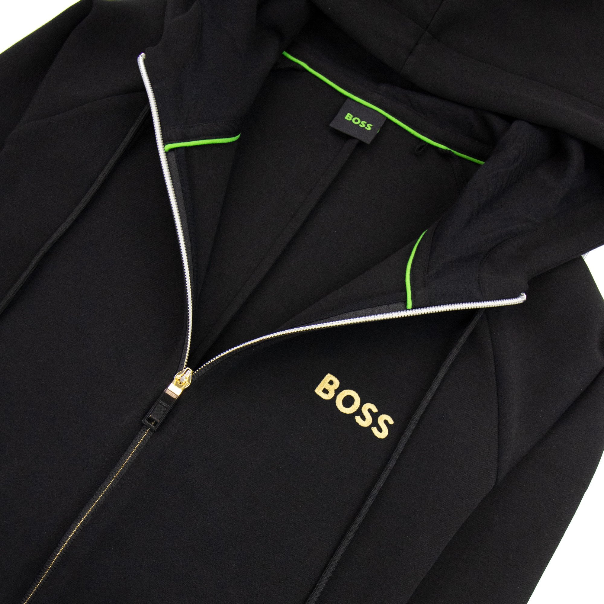 Hugo Boss Saggy 1 Embroidered Logo Zip Up Hoodie Black 001