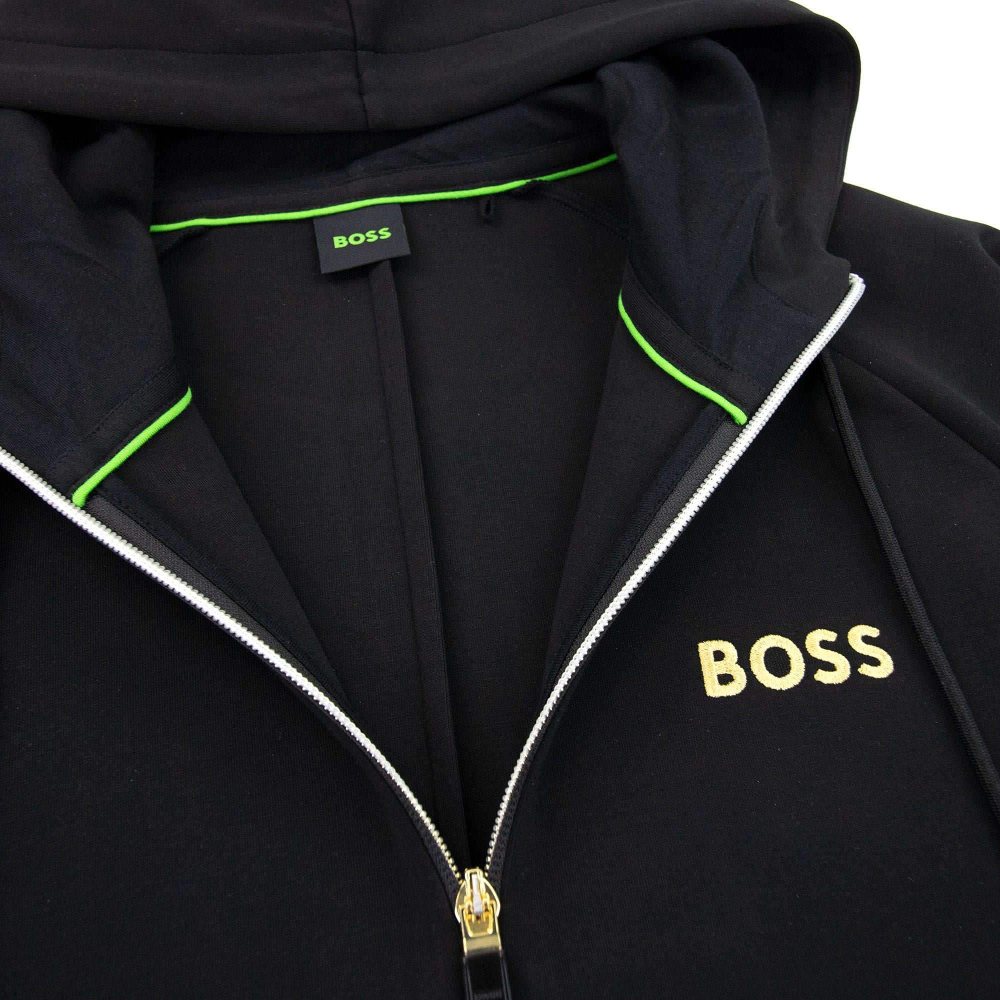 Hugo Boss Saggy 1 Embroidered Logo Zip Up Hoodie Black 001