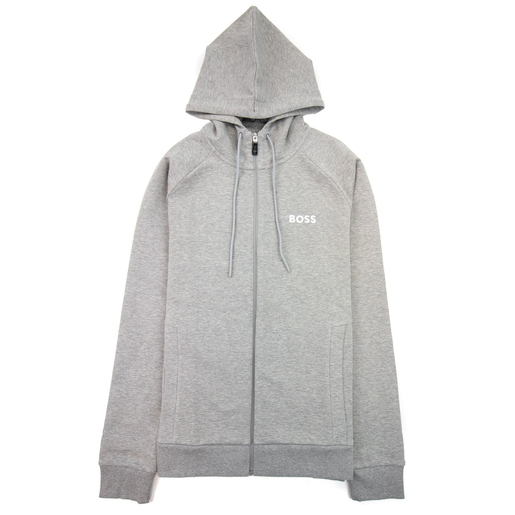 Hugo Boss Saggy 1 Embroidered Logo Zip Up Hoodie Grey 059