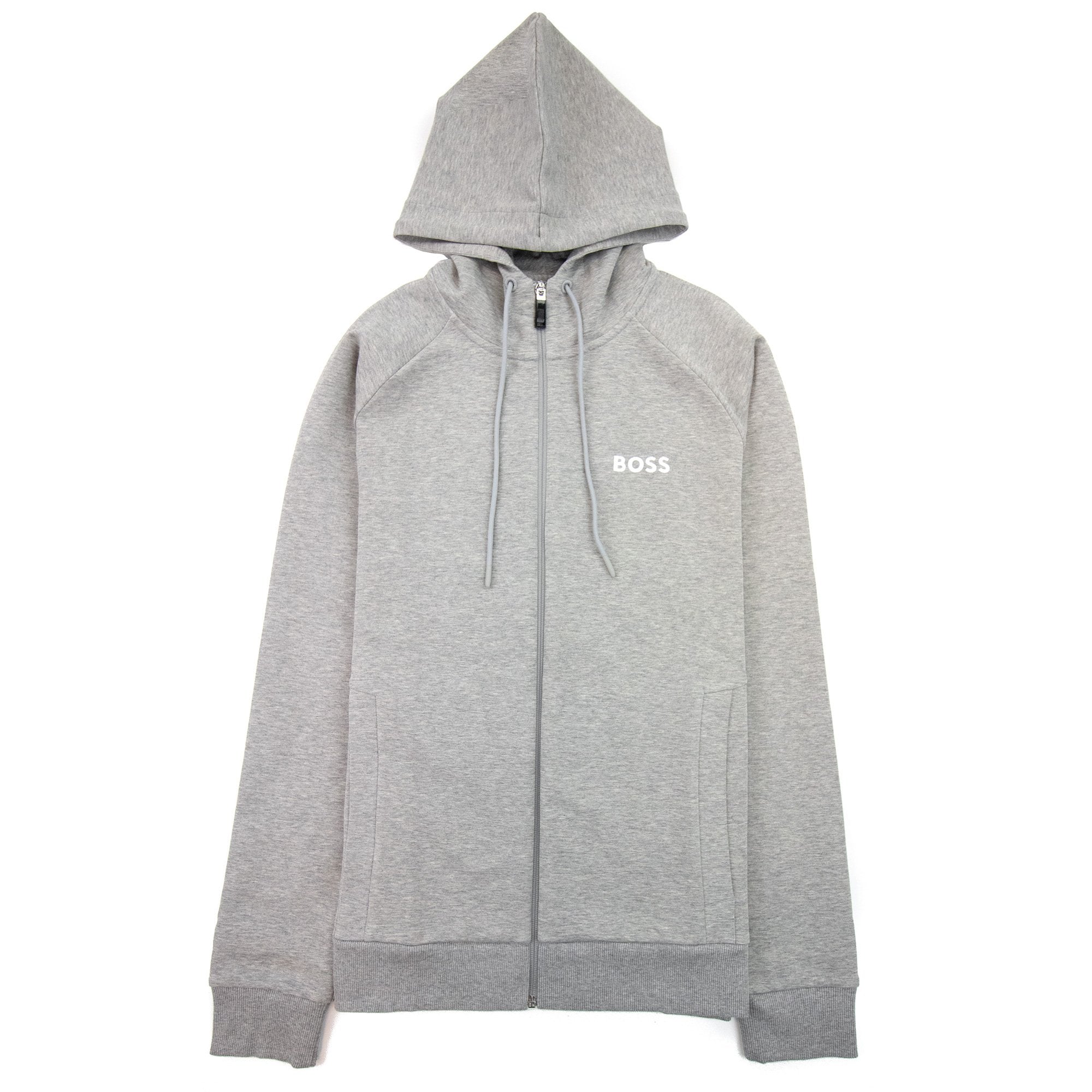 Hugo Boss Saggy 1 Embroidered Logo Zip Up Hoodie Grey 059