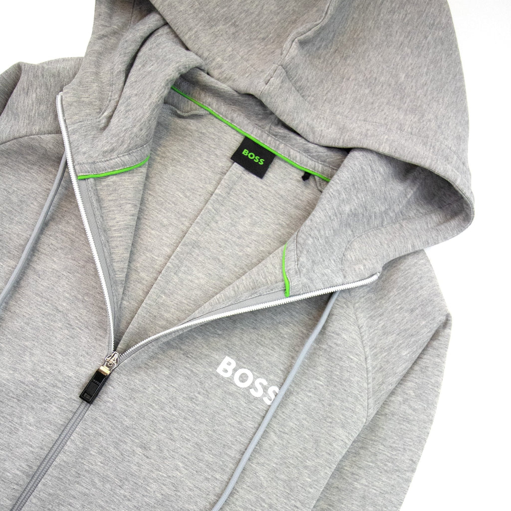 Hugo Boss Saggy 1 Embroidered Logo Zip Up Hoodie Grey 059