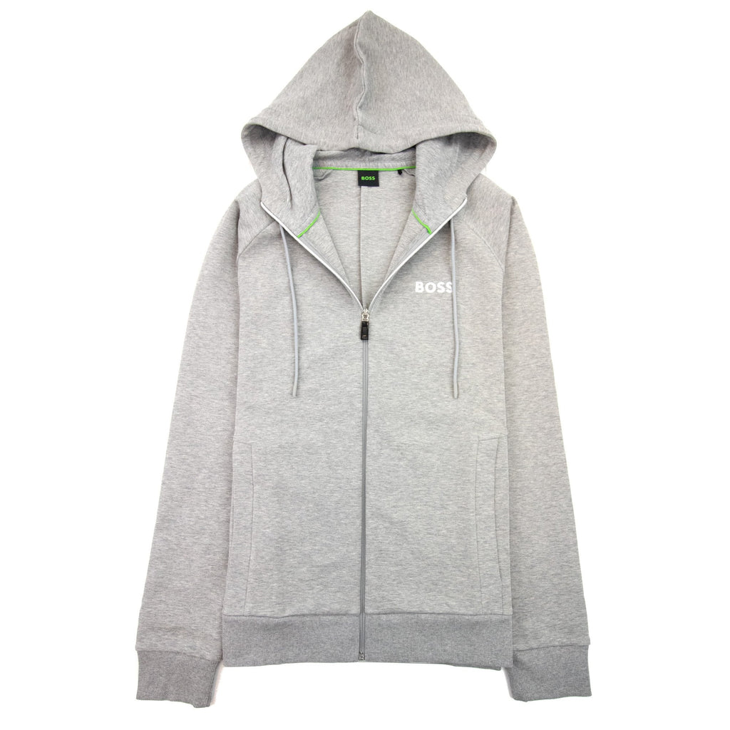 Hugo Boss Saggy 1 Embroidered Logo Zip Up Hoodie Grey 059