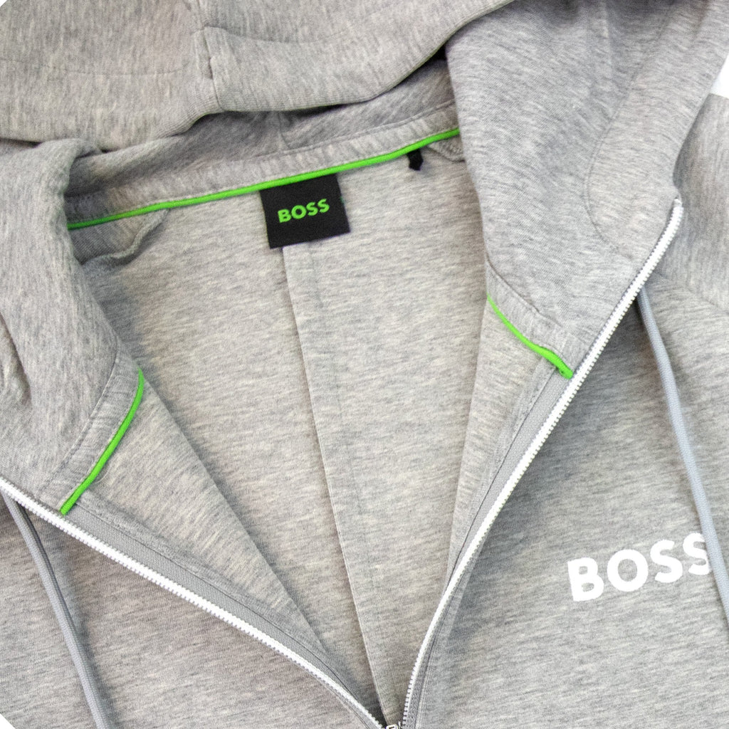 Hugo Boss Saggy 1 Embroidered Logo Zip Up Hoodie Grey 059
