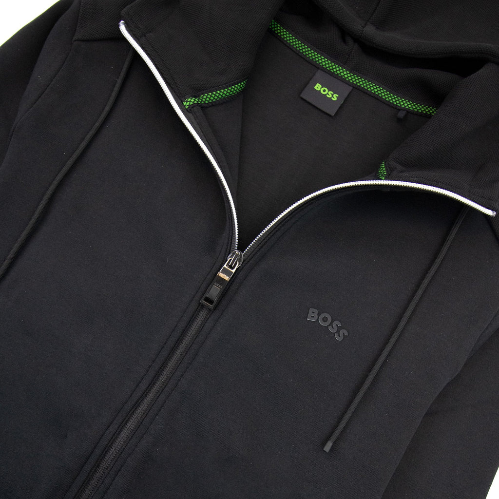 Hugo Boss Saggy Curved Logo Zip Up Hoody Black 001
