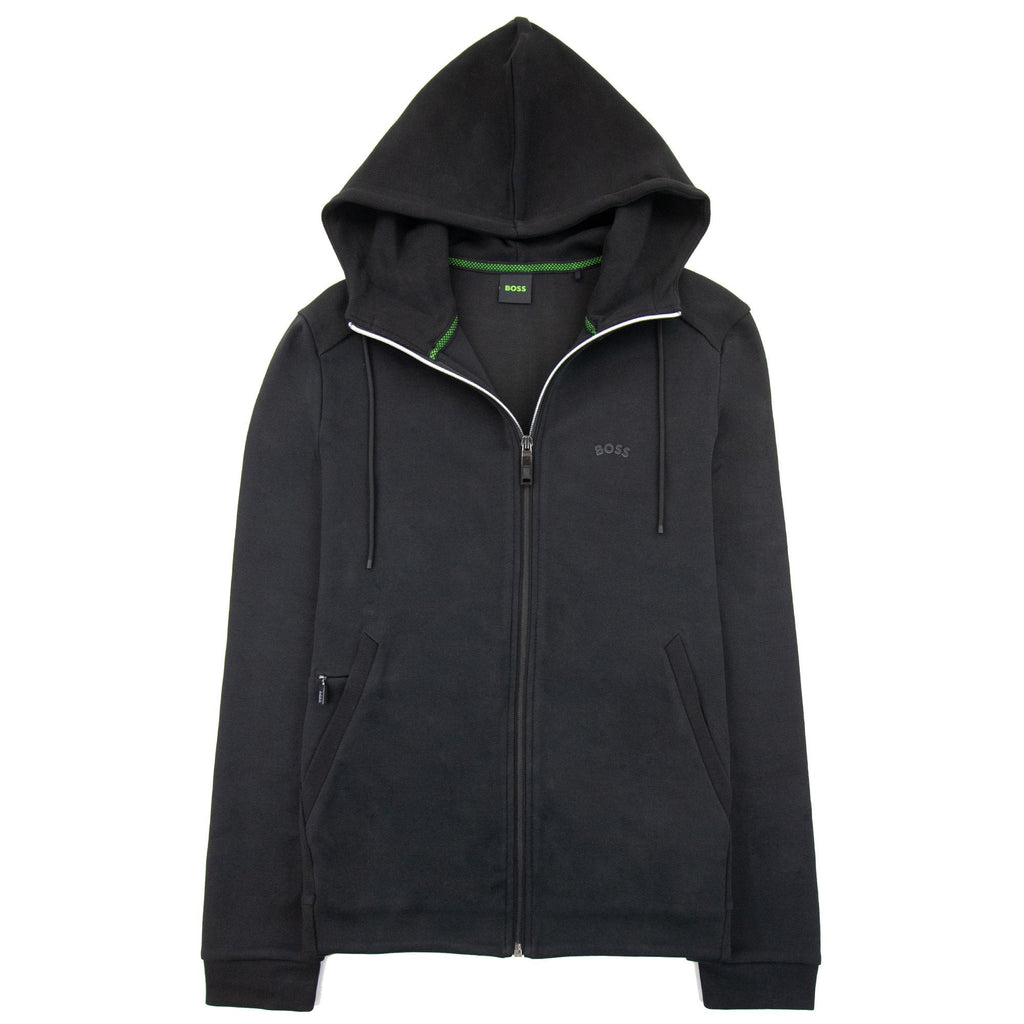Hugo Boss Saggy Curved Logo Zip Up Hoody Black 001