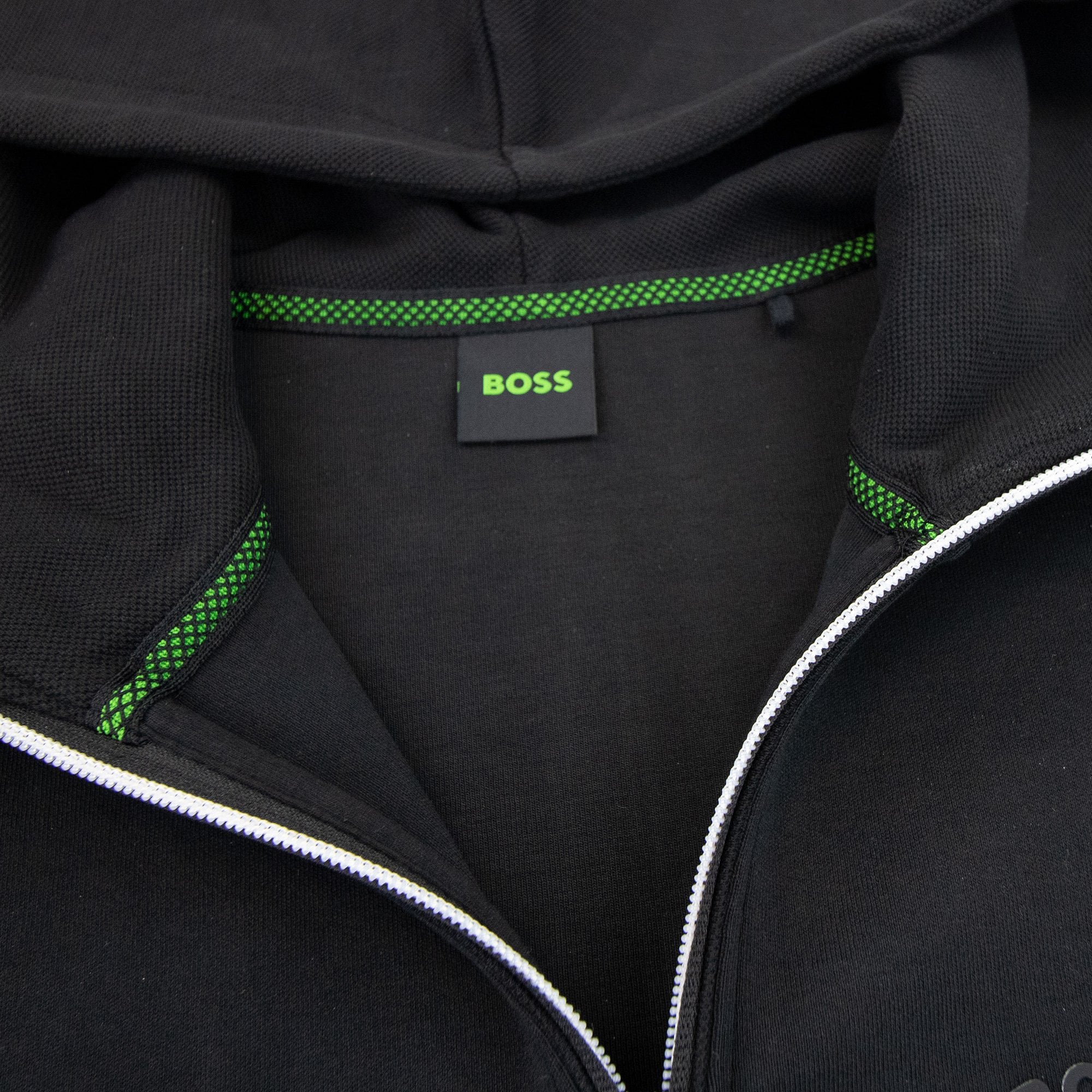 Hugo Boss Saggy Curved Logo Zip Up Hoody Black 001