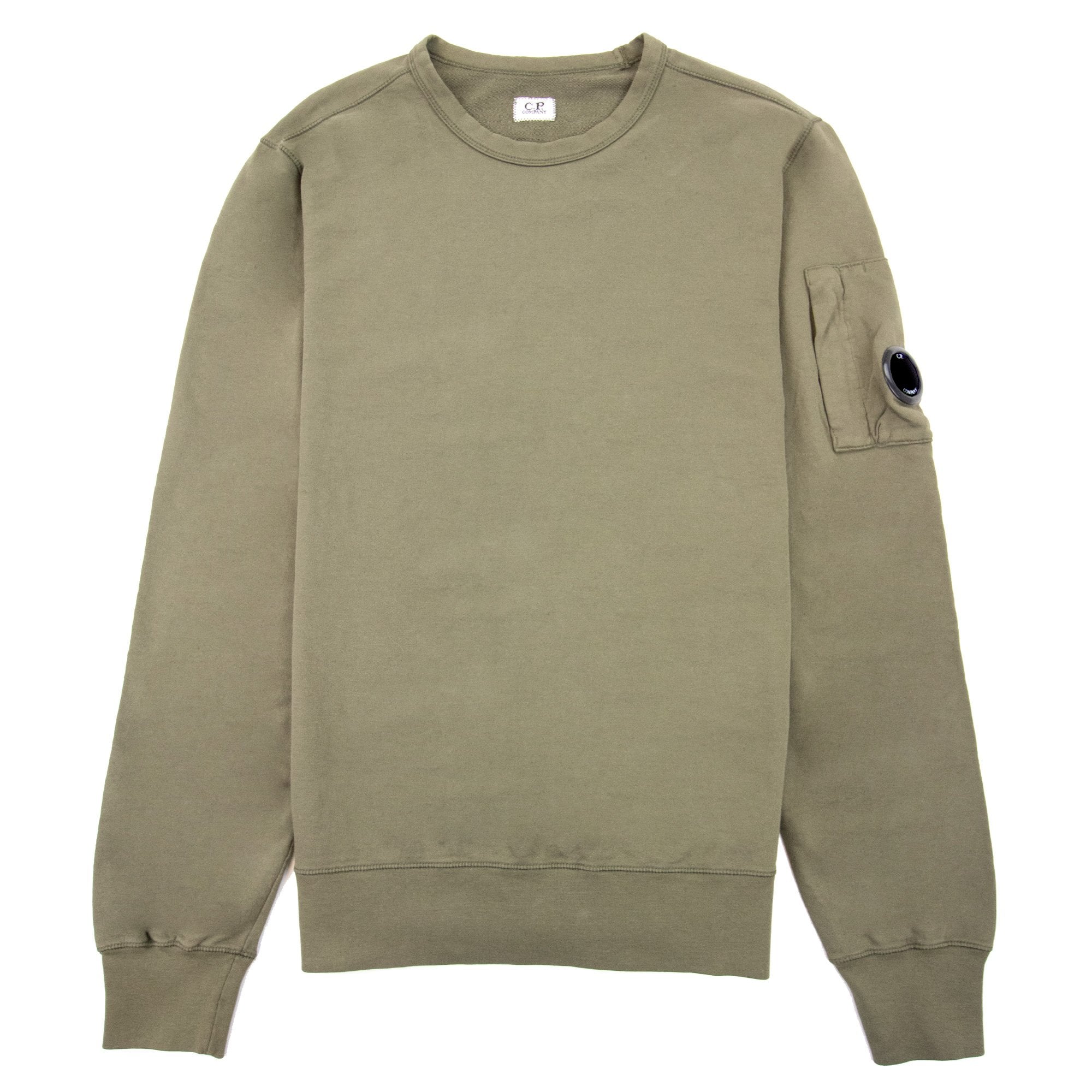 Cp Company Light Fleece Lens Crew Sweatshirt Khaki 659