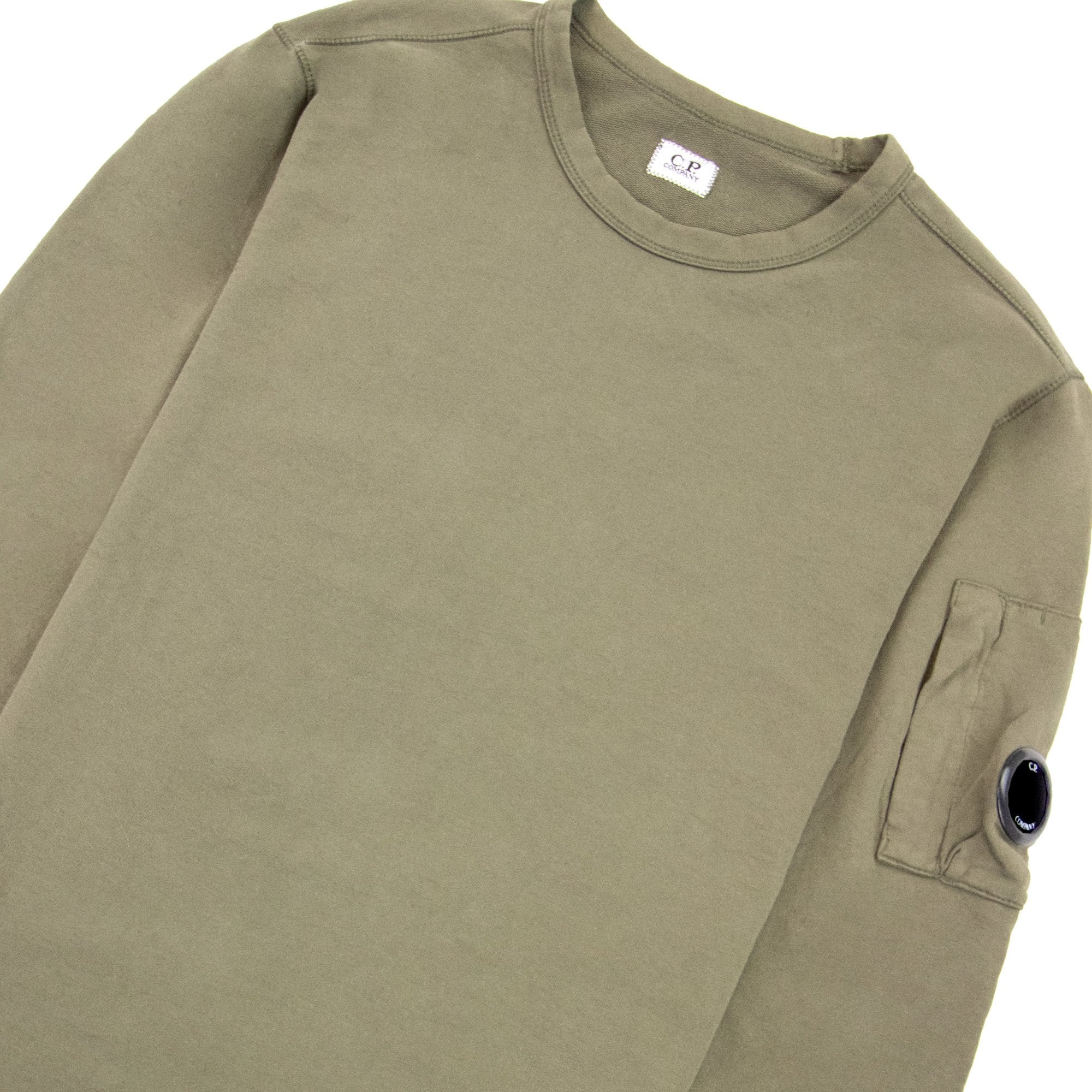 Cp Company Light Fleece Lens Crew Sweatshirt Khaki 659