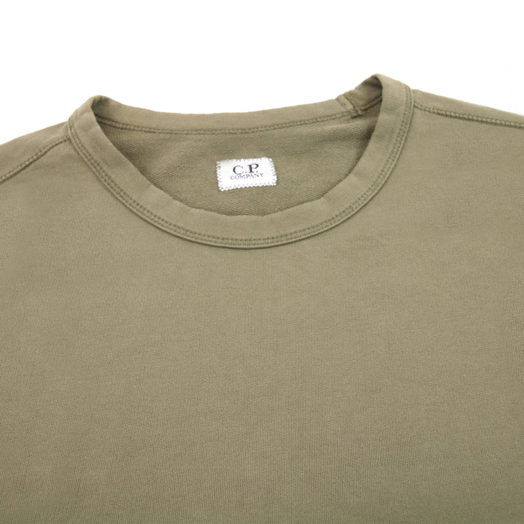 Cp Company Light Fleece Lens Crew Sweatshirt Khaki 659