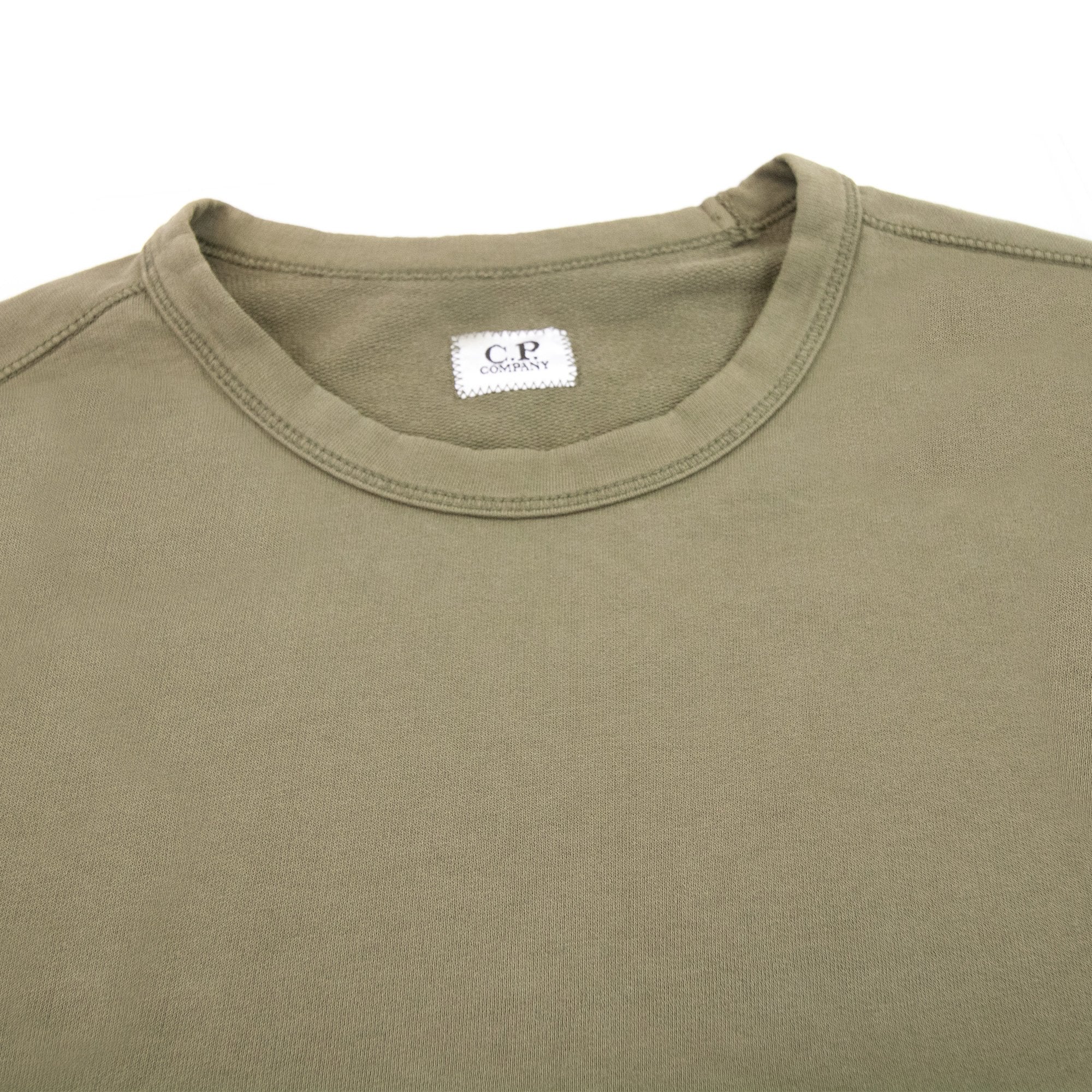 Cp Company Light Fleece Lens Crew Sweatshirt Khaki 659