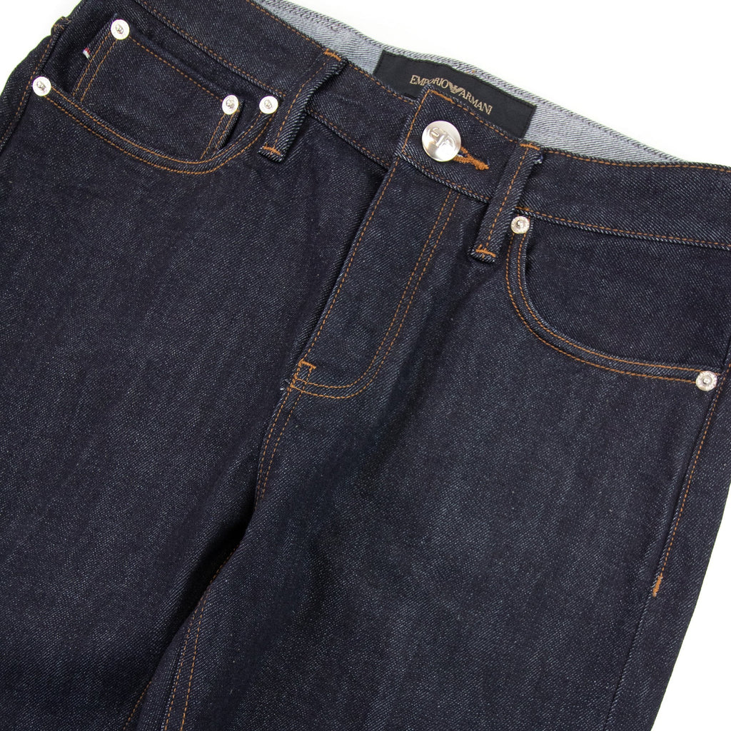 Emporio Armani J75 Slim-fit Dark-blue Selvedge Comfort Denim Jea Denim
