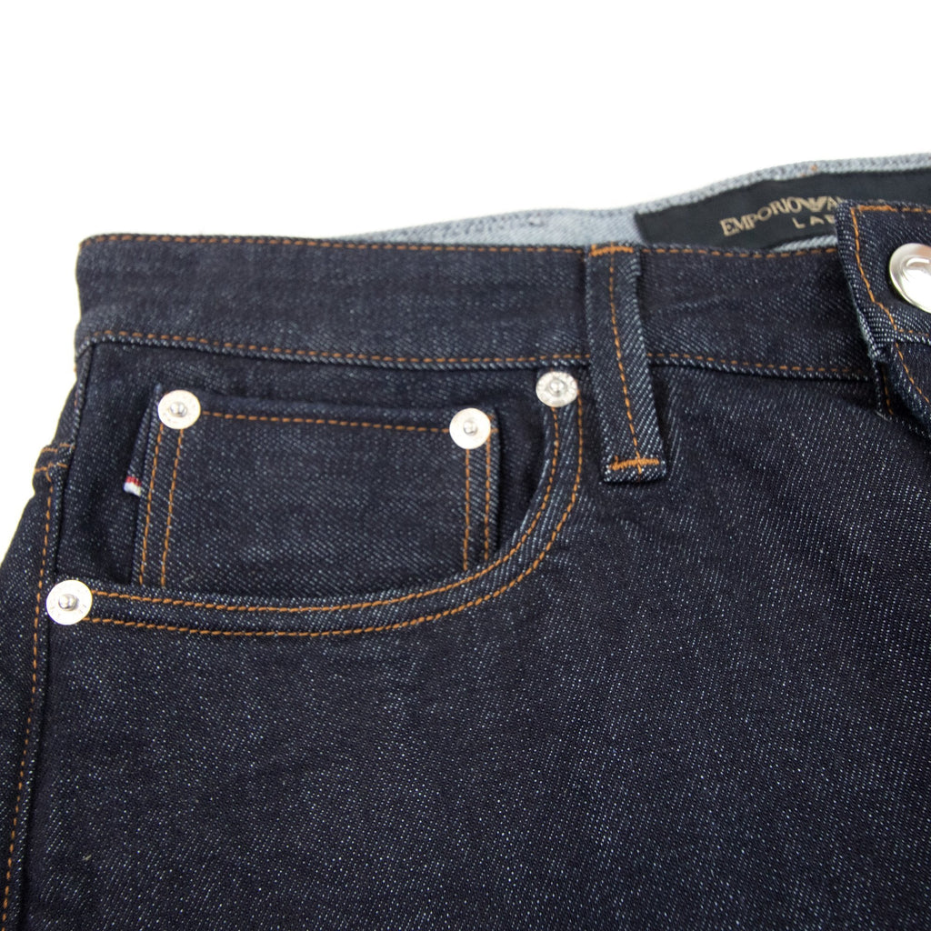 Emporio Armani J75 Slim-fit Dark-blue Selvedge Comfort Denim Jea Denim