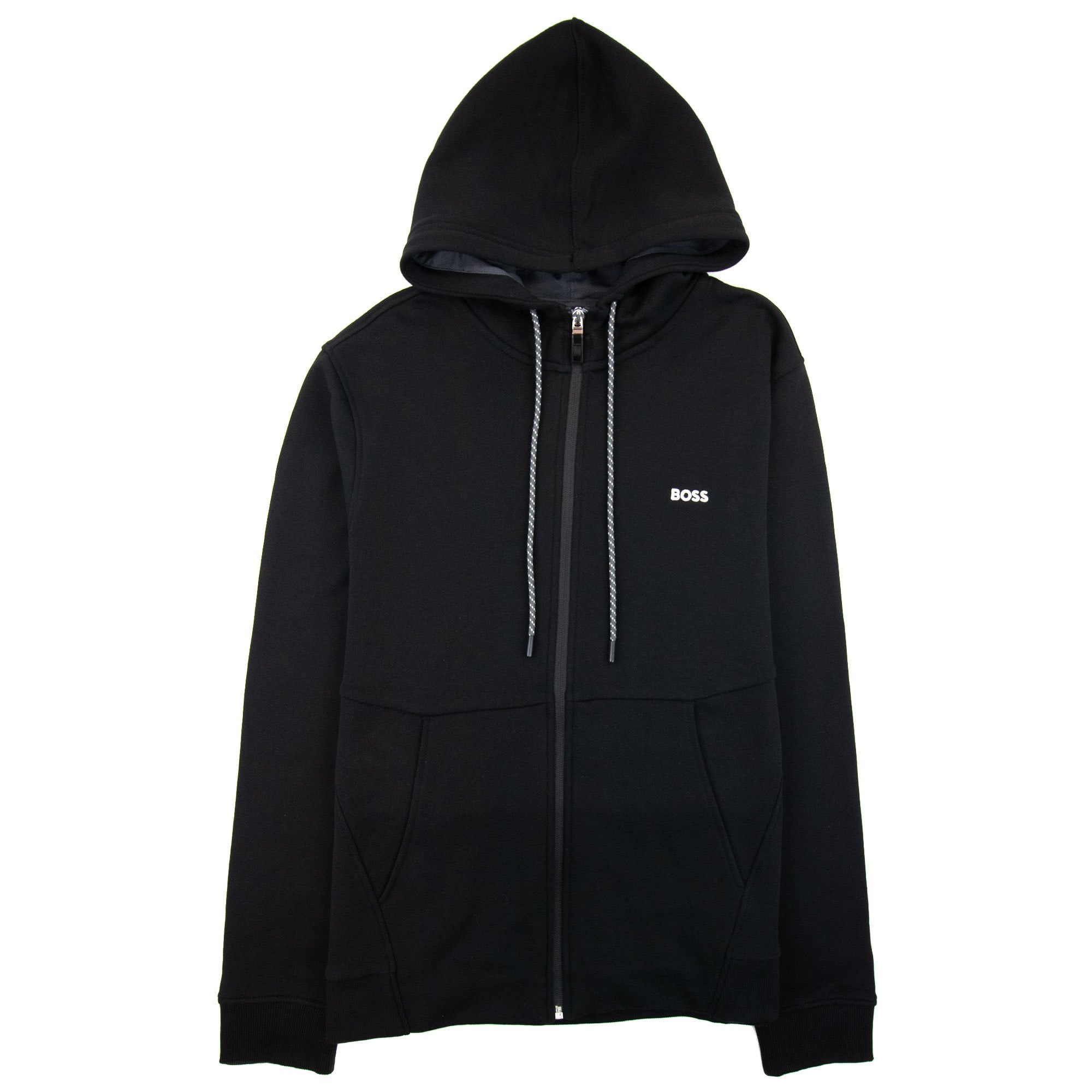 Hugo Boss Saggy Embroidered Contrast Logo Zip Up Sweatshirt Black 001