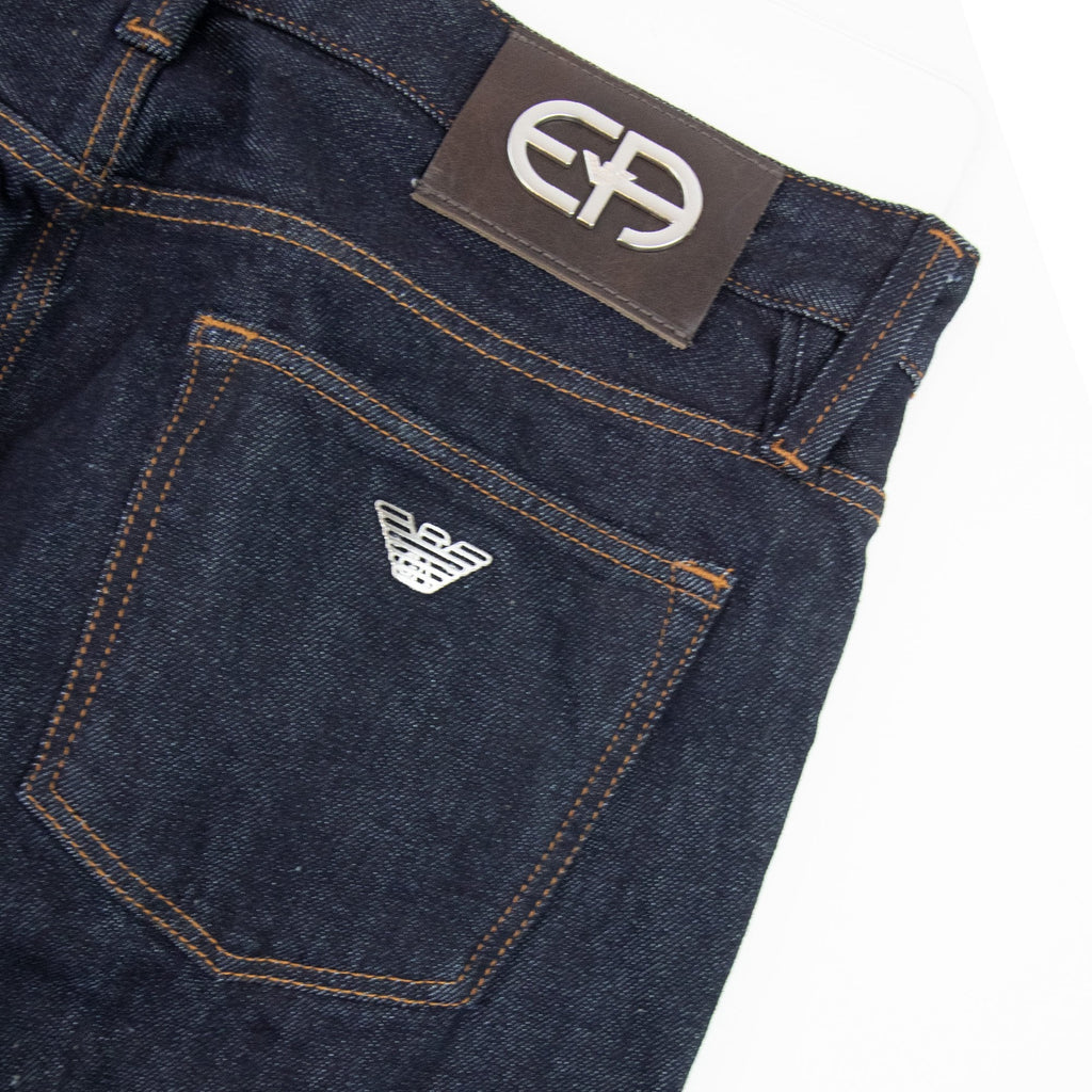 Emporio Armani J75 Slim-fit Dark-blue Selvedge Comfort Denim Jea Denim