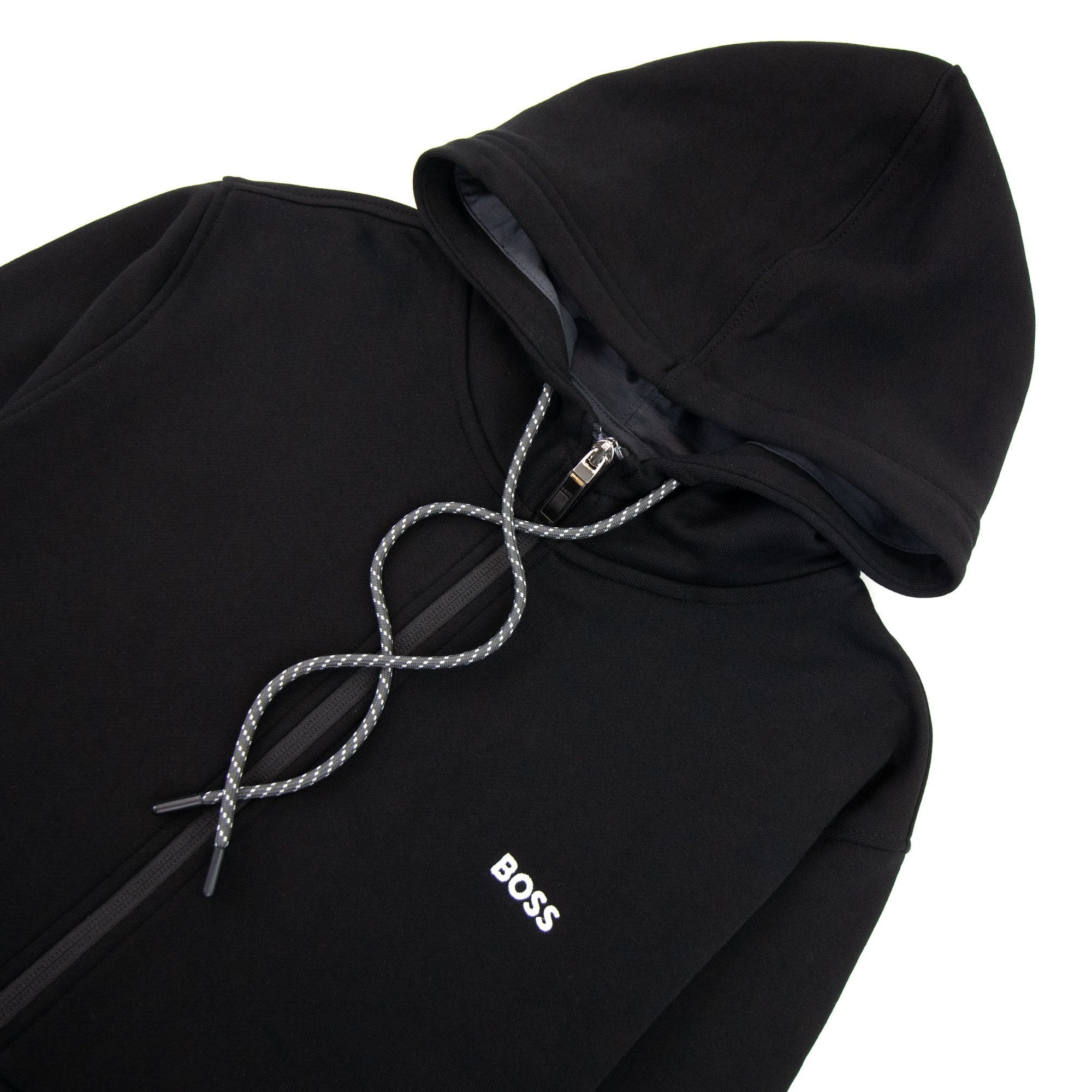 Hugo Boss Saggy Embroidered Contrast Logo Zip Up Sweatshirt Black 001