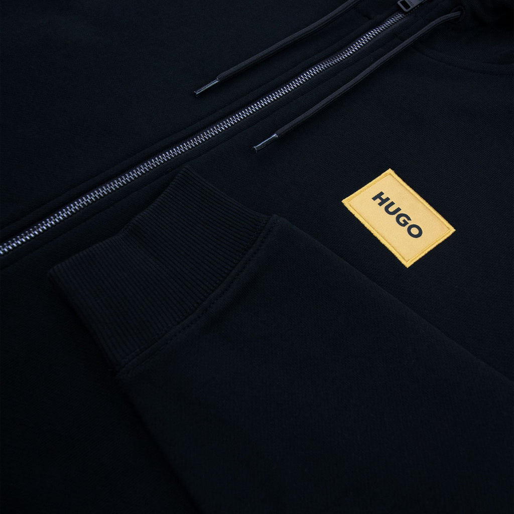Hugo Daple G Patch Logo Zip Up Hoodie Black 001