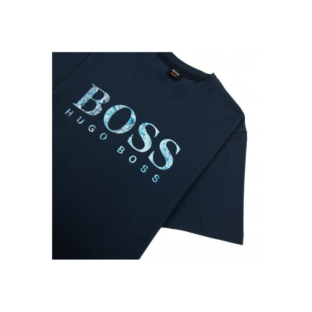 Hugo Boss Teecher 4 Printed Logo T Shirt Navy