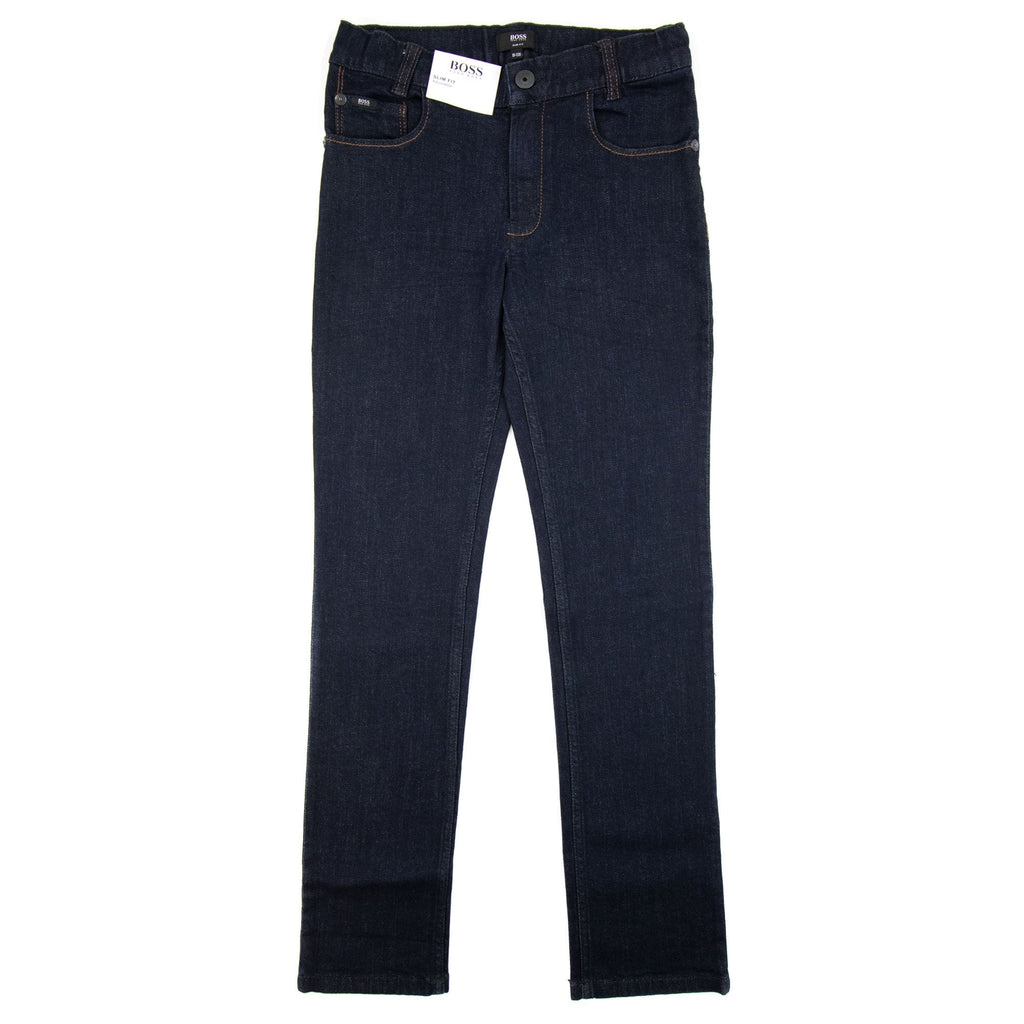 Hugo Boss Kids Straight Leg Gold Stitch Denim Jeans Denim Brut