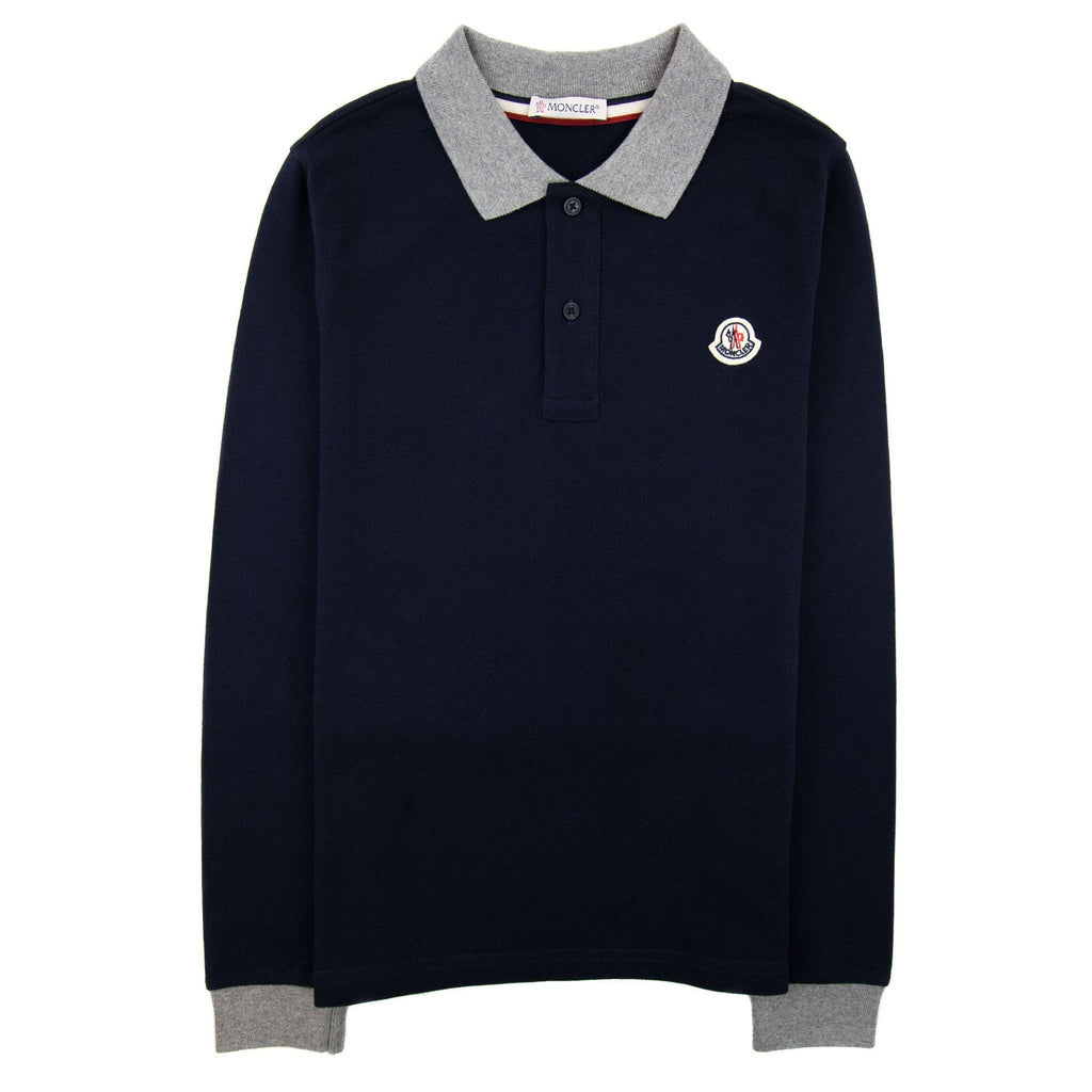 Moncler Junior Logo Maglia Polo Navy