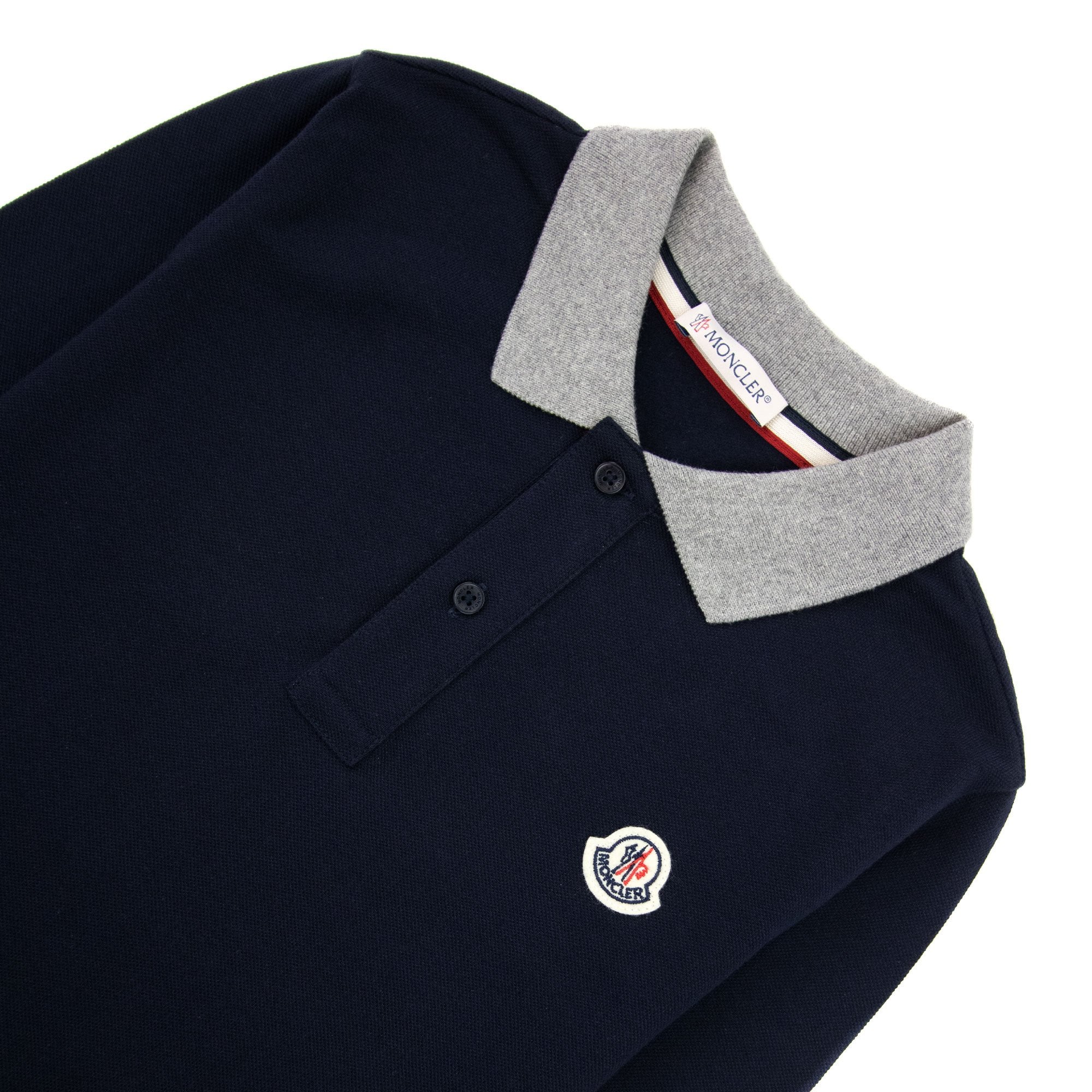 Moncler Junior Logo Maglia Polo Navy