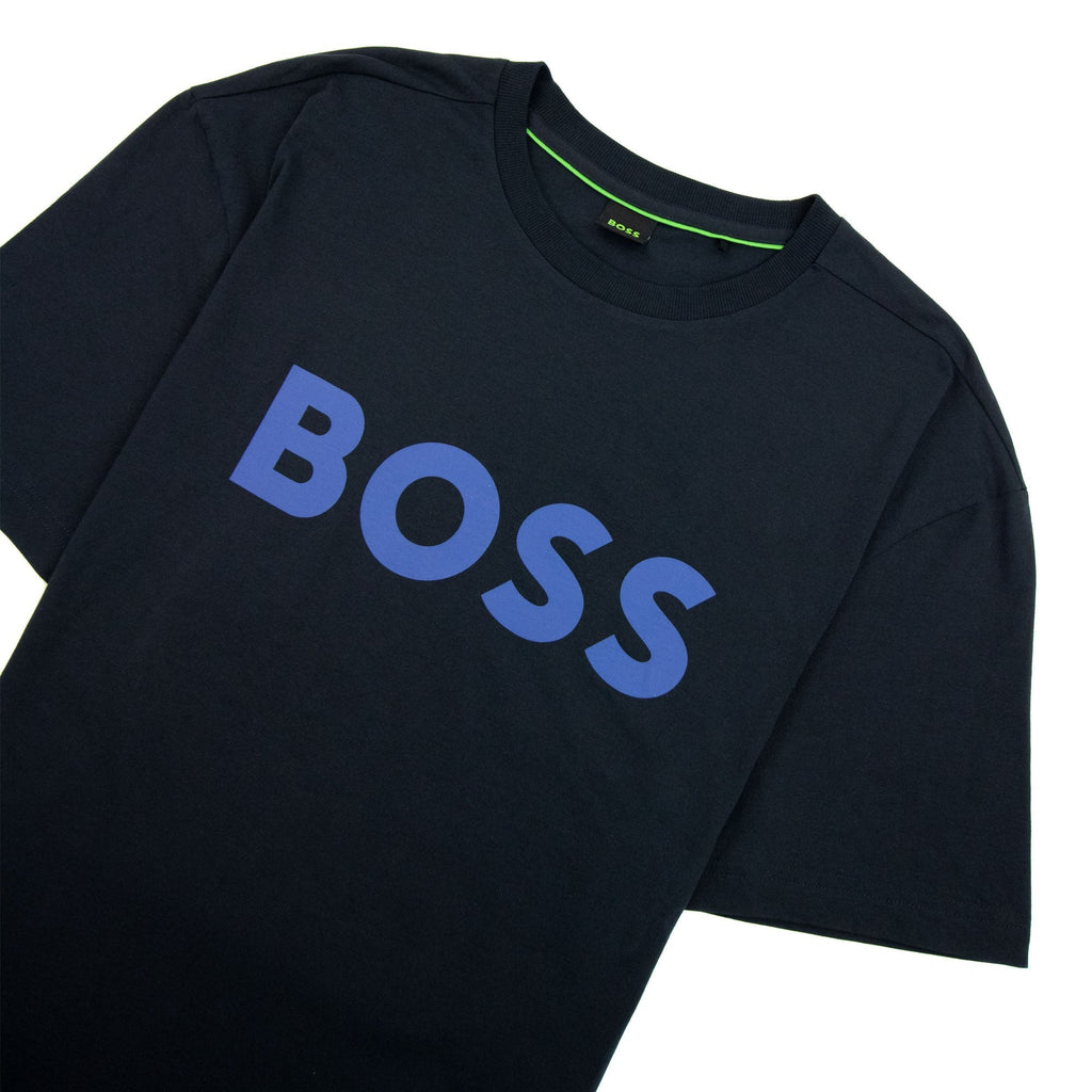 Hugo Boss Tee 1 Logo Printed T Shirt Navy 402
