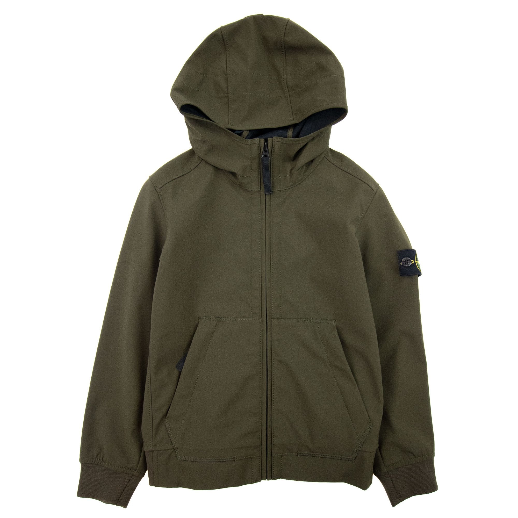 Stone Island Junior Light Soft Shell Hooded Jacket Khaki V0054