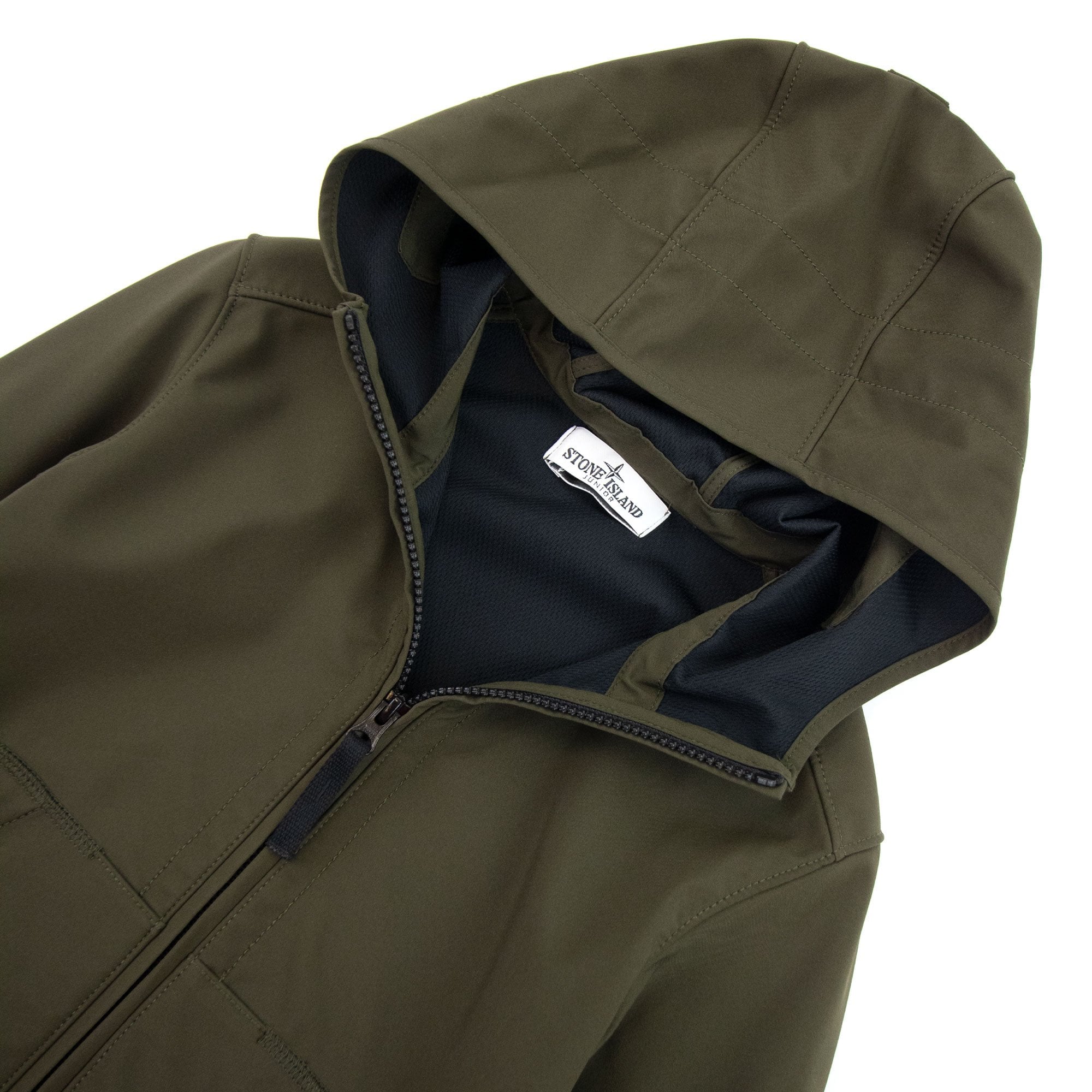 Stone Island Junior Light Soft Shell Hooded Jacket Khaki V0054