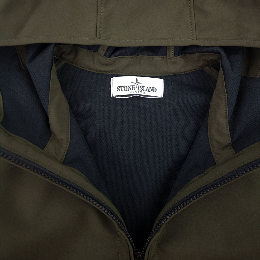 Stone Island Junior Light Soft Shell Hooded Jacket Khaki V0054