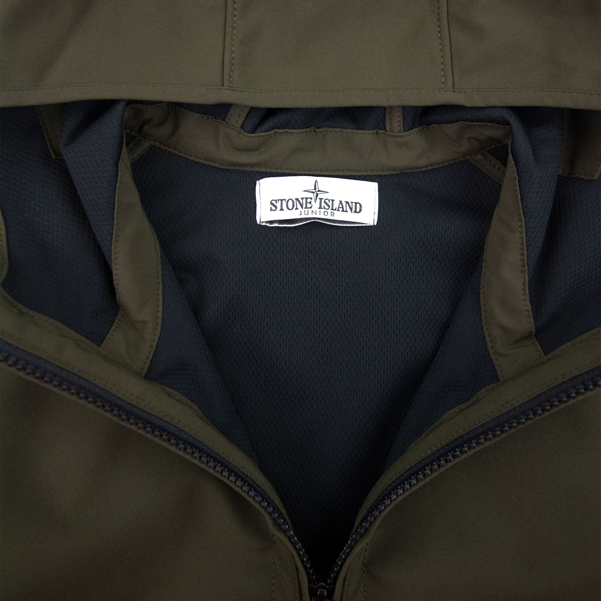 Stone Island Junior Light Soft Shell Hooded Jacket Khaki V0054