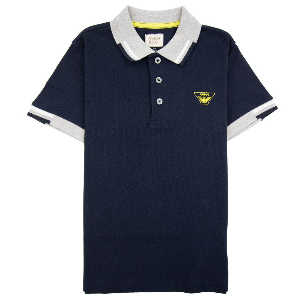 Armani Junior Eagle Logo S/s Polo Shirt Navy Blue
