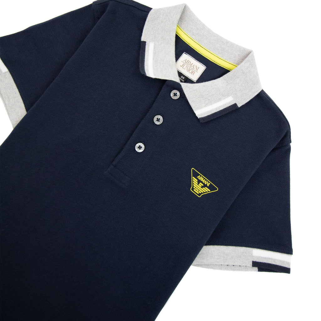 Armani Junior Eagle Logo S/s Polo Shirt Navy Blue