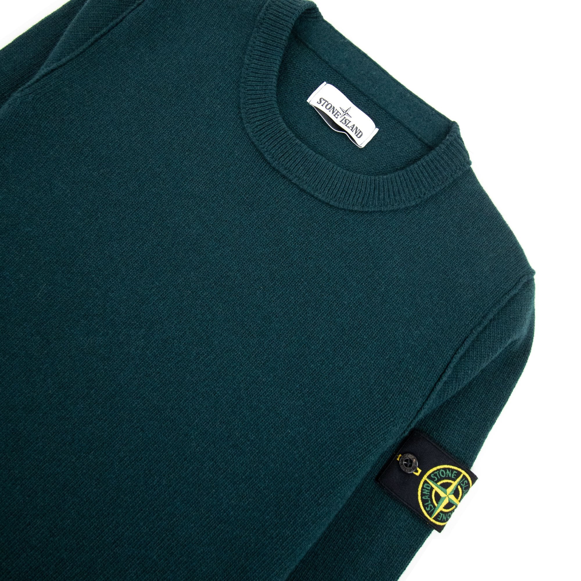 Stone Island Arm Patch Logo Crew Neck Sweat Green