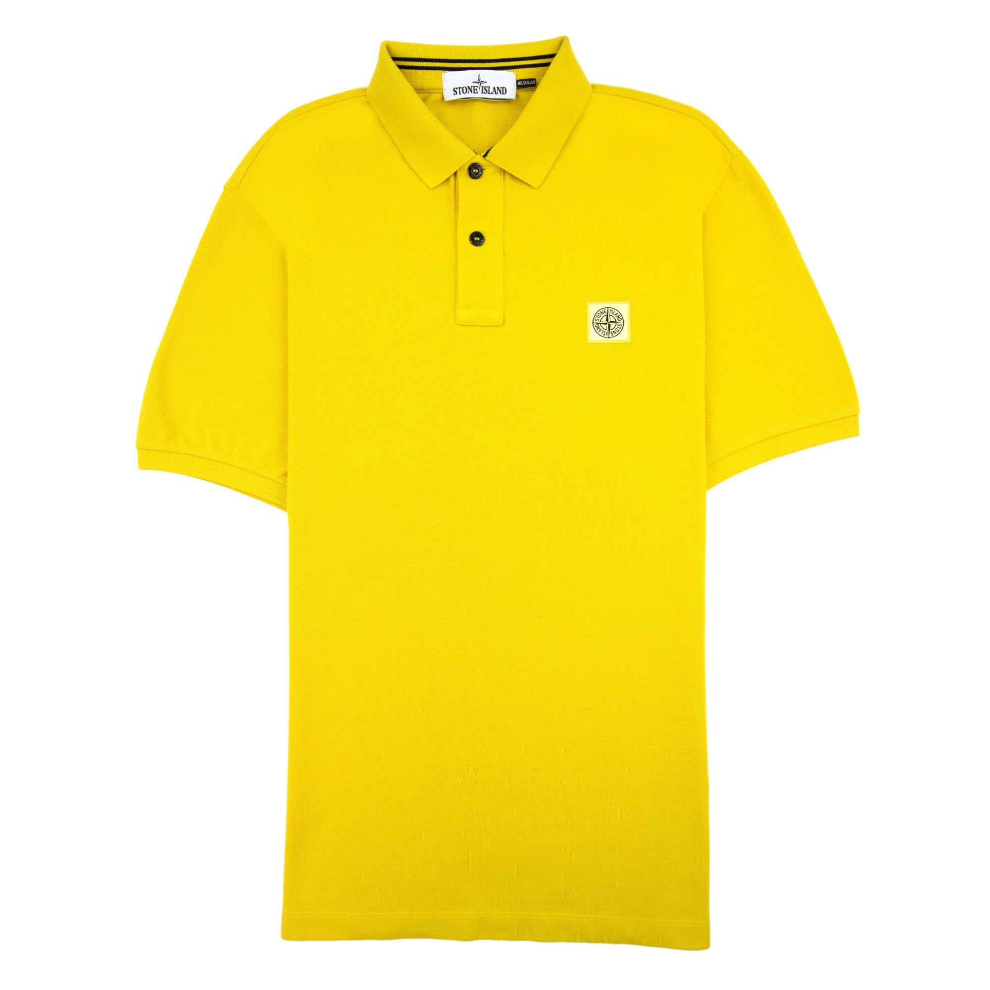 Stone Island Patch Logo Reg Fit Polo Yellow V0030