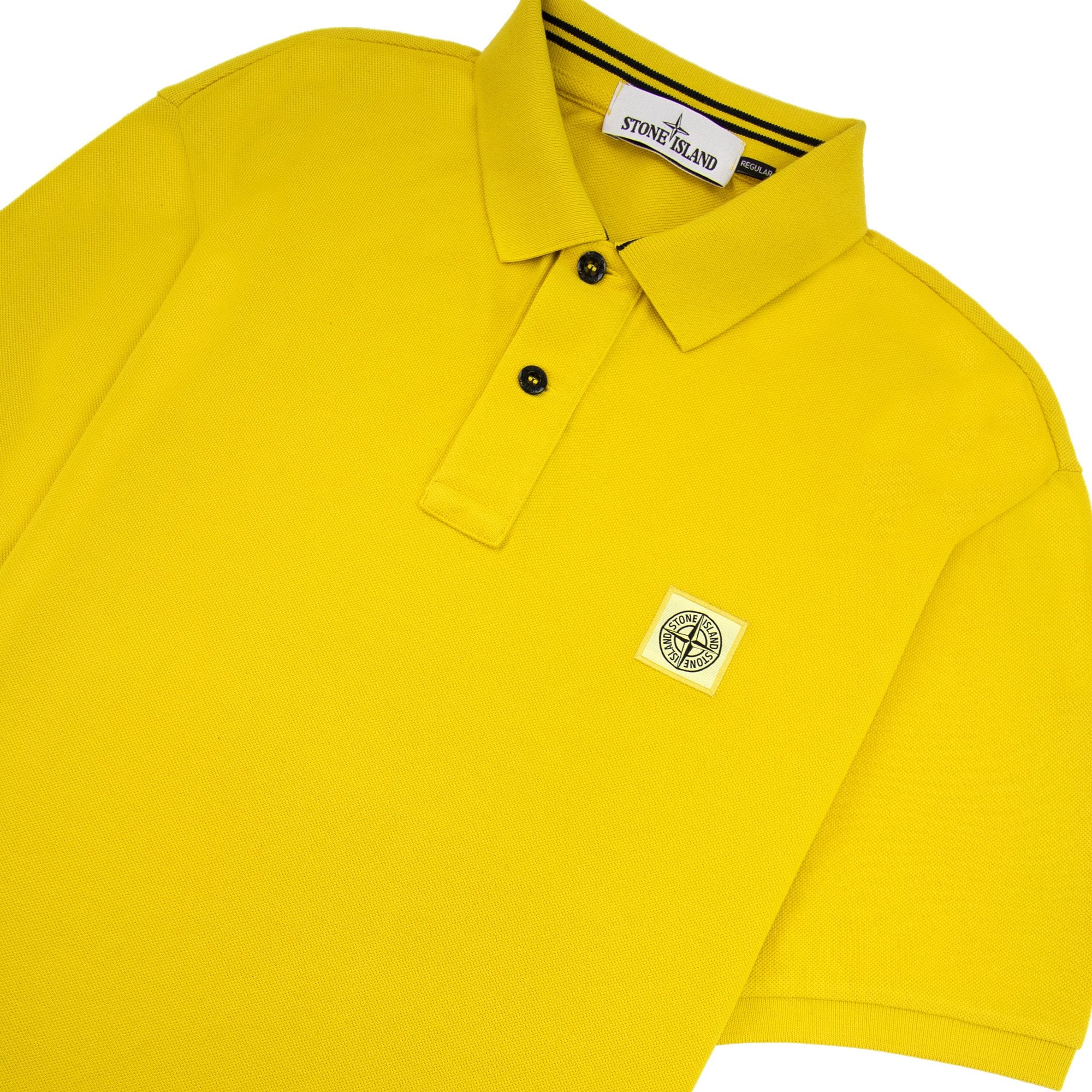 Stone Island Patch Logo Reg Fit Polo Yellow V0030