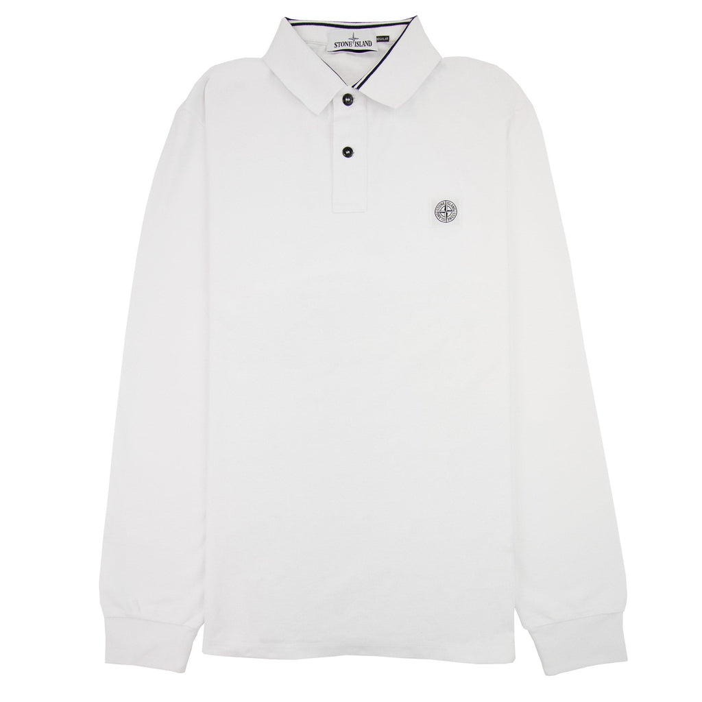 Stone Island Twin Tipped Long Sleve Polo White V0001