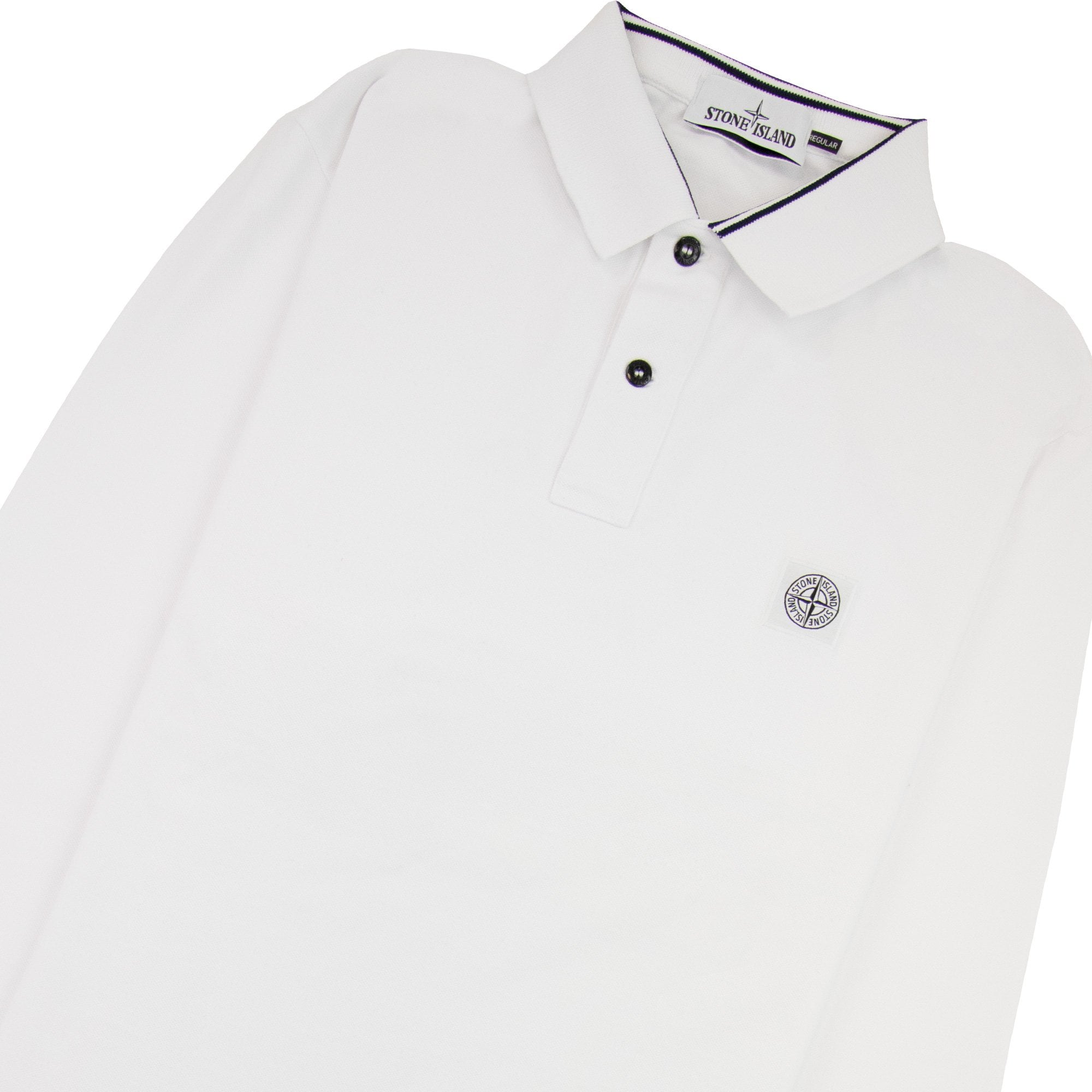 Stone Island Twin Tipped Long Sleve Polo White V0001