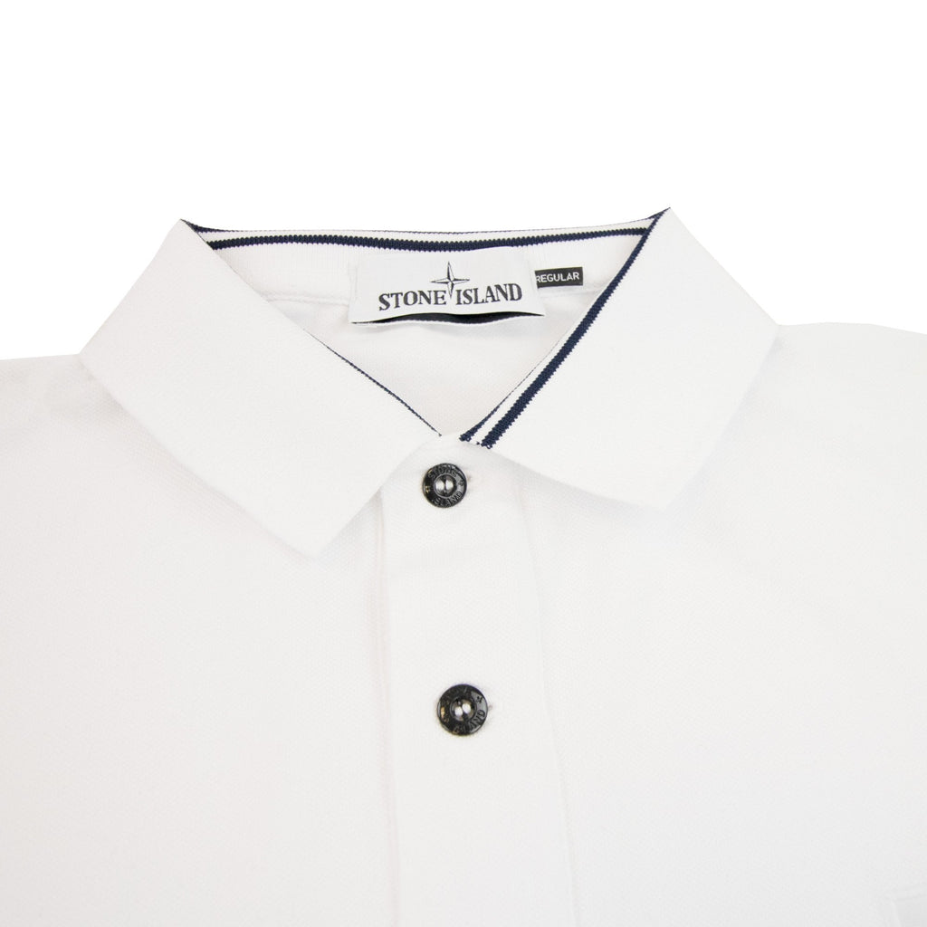 Stone Island Twin Tipped Long Sleve Polo White V0001
