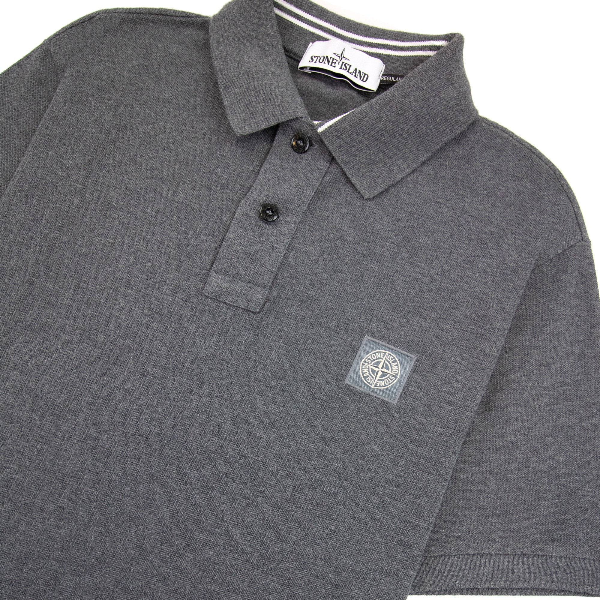 Stone Island Patch Logo Reg Fit Polo Dark Grey V1067