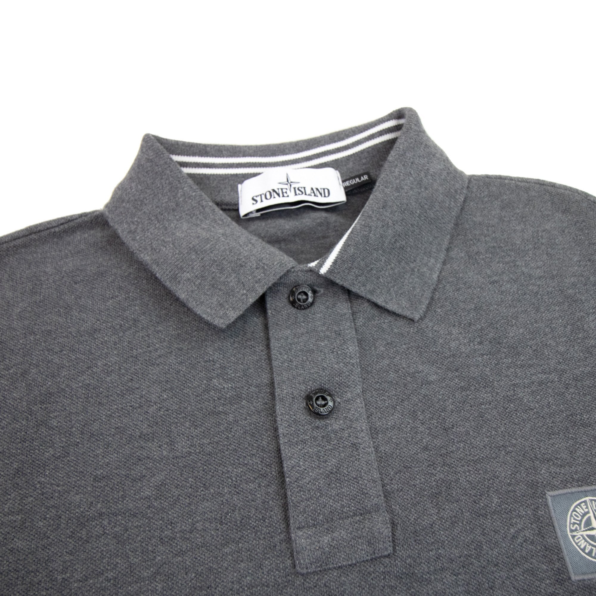 Stone Island Patch Logo Reg Fit Polo Dark Grey V1067