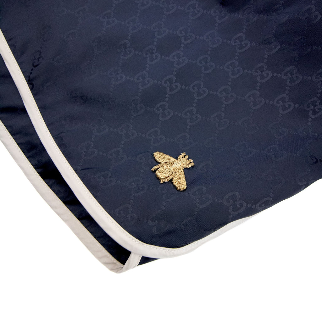 Gucci Gg Nylon Swim Short With Bee Navy