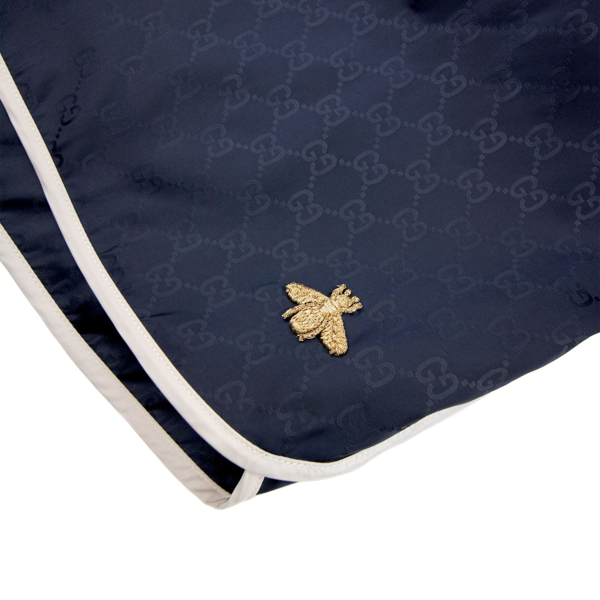 Gucci Gg Nylon Swim Short With Bee Navy
