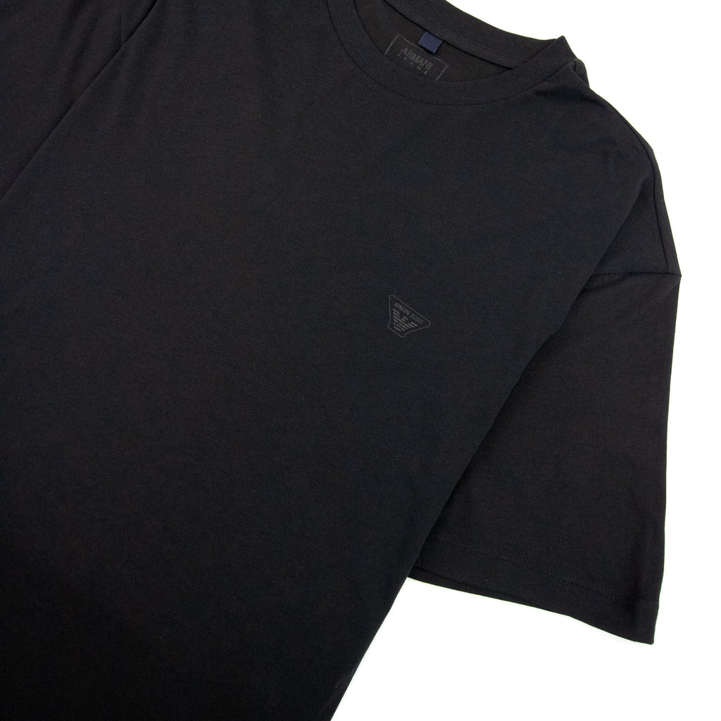Armani Jeans Rubber Eagle Logo T Shirt Black